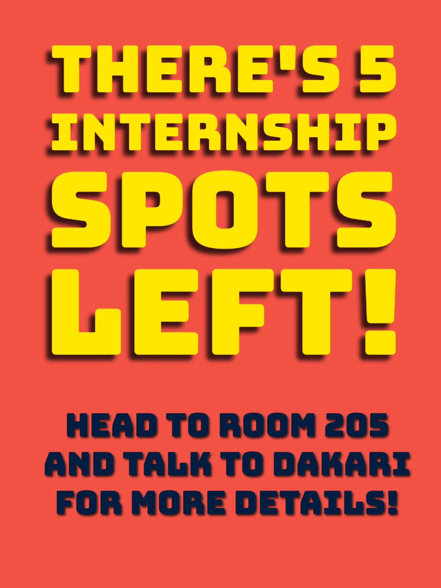 “Hello Forsyth! We still have 5 open spots for internships available! If you want to sign up, head to Room 205! Tomorrow is the last day of the cycle, so end it off strong!”
#forsyth #week10 #schoolisfun #highschool #internship