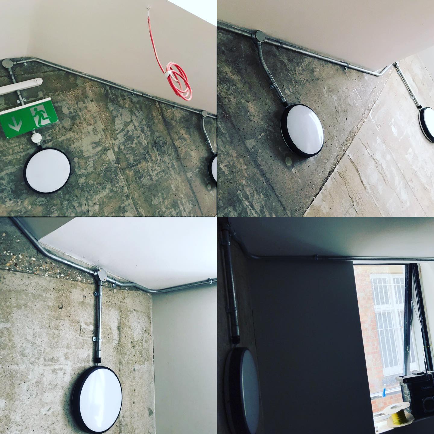 Some lighting in the common parts of a small block of flats. Wired in a galvanised conduit system, this helped the designers achieve the industrial look they were after! Complete with emergency lighting in the even of power failure and sensors to automate the switching. .
.
.
.
.
.
.
.
.
.
.
#TT #Electrical #TTElectrical #Electrician #London #Local #Friendly #Design #Galvanised #Conduit #Industrial #Lighting #Emergency #Running #Man #Bulkhead #Sensor #Automated