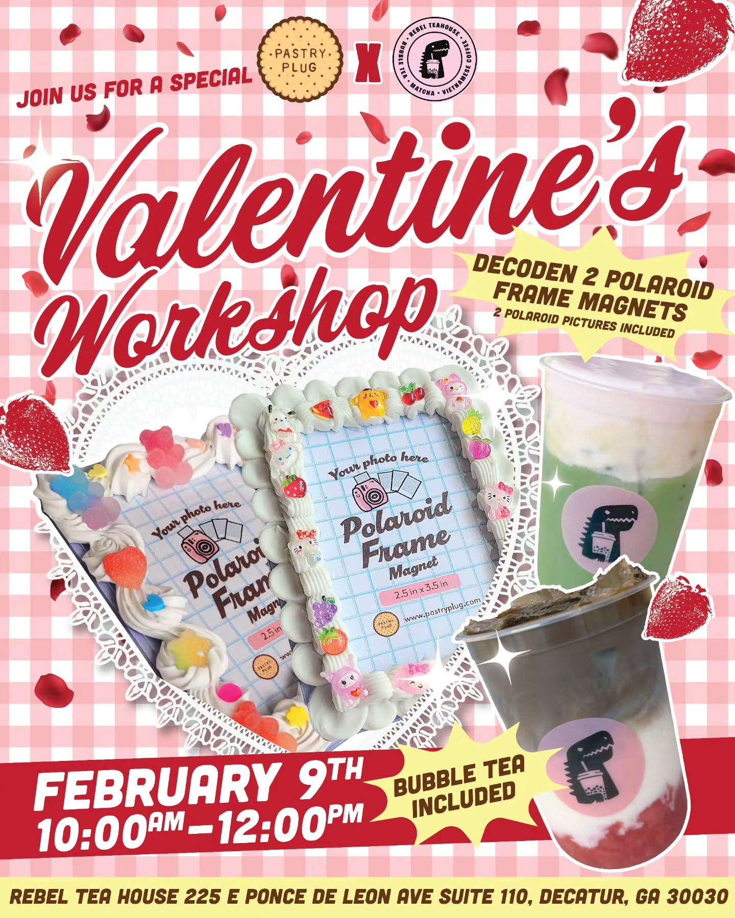 Craft & sip with us in our next workshop at @rebelteahouse ! 🎨🧋💗 Learn the art of cake decorating through decoden! Decoden is a Japanese art form that involves piping with fake frosting and decorating an accessory with cute charms 🍰✨️ Attendees will be designing TWO polaroid frames each, while enjoying their drink of choice from the Rebel Teahouse menu 🍵💝 Open to all skill levels! All supplies included. 🫶 Ticket link in bio 🎟
Each ticket is valid for one person.