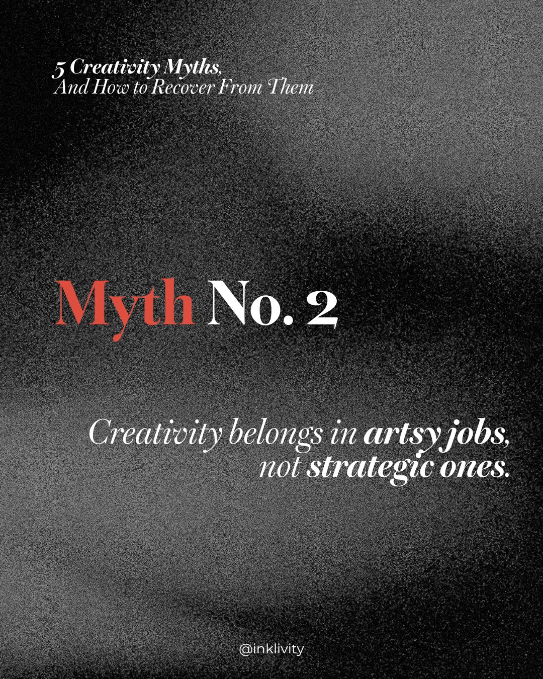 Creativity Myth No. 2 “Creativity belongs in artsy jobs, not strategic ones.”
Absolutely not.
But let’s explore why not…using, you know, more words.
🗞️ Full post is up on Inklivity.com/blog (or you can take the faster route and use the linktree ✌️)
#inklivity #creativitycoaching #creativitymyths