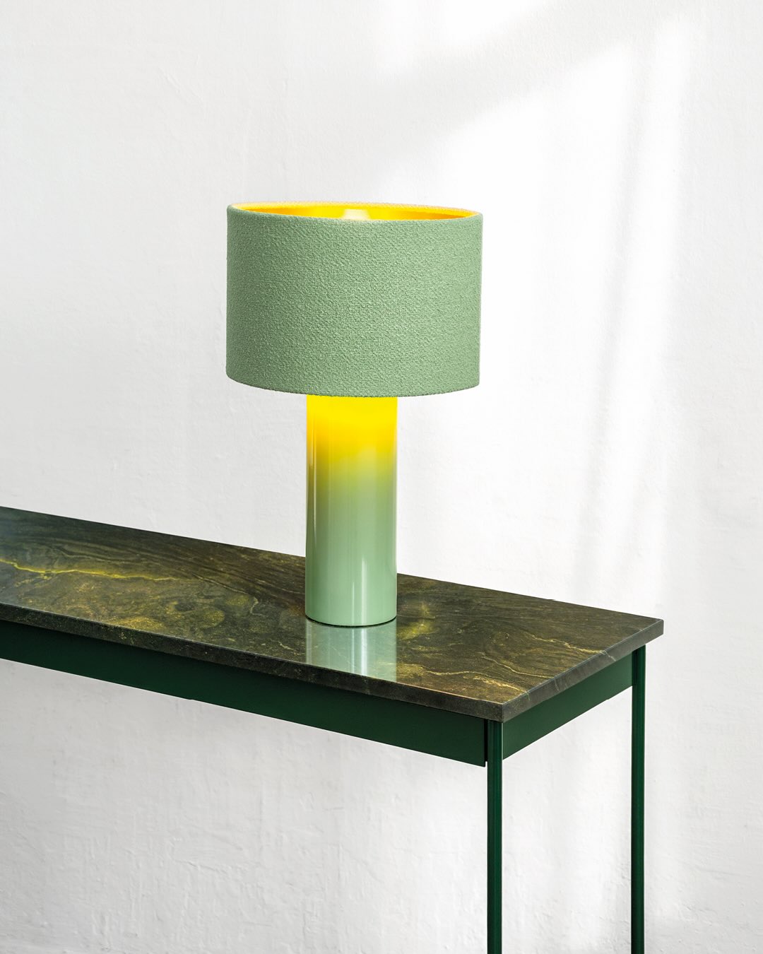 In green company. ALL ROUND Mini in sage meets POI Console made of Avocatus.