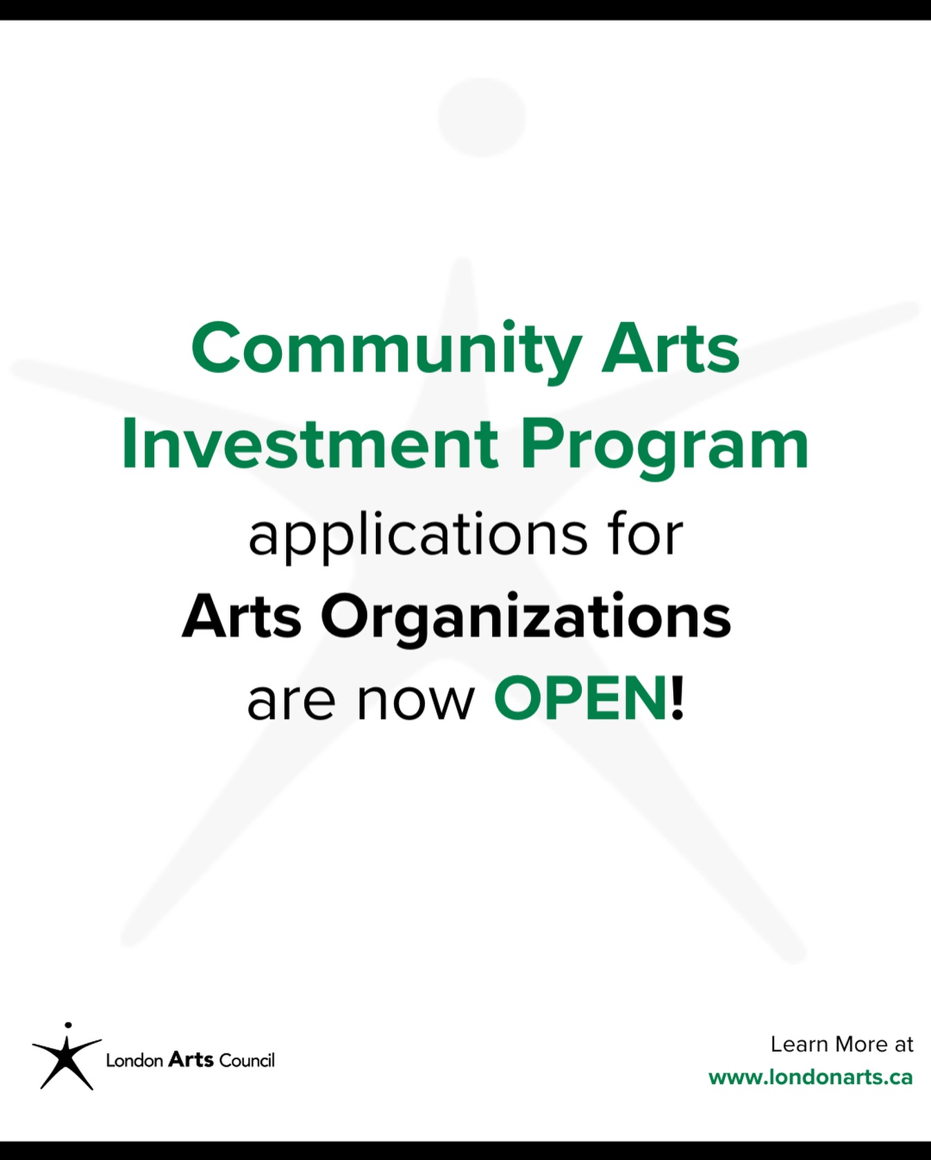 Local Arts Organizations!
CAIP applications are now OPEN!
🗓️ Deadline: Friday, February 20 @ 4:30pm
Applications for 2026 CAIP funding are now open for Arts Organizations applying to the Development Acceleration Stream (DAS) and Annual Operating Stream (AOS).
Visit our link in bio for full details and to apply!
You can book a consultation with an LAC team member by contacting investment@londonarts.ca
Happy grant writing! ✏️✏️✏️
The City of London’s Community Arts Investment Program is administered by the London Arts Council through a Purchase of Service Agreement with the City of London @cityoflondonont.
#LdnArtsCouncil #IndigenousLondonArts