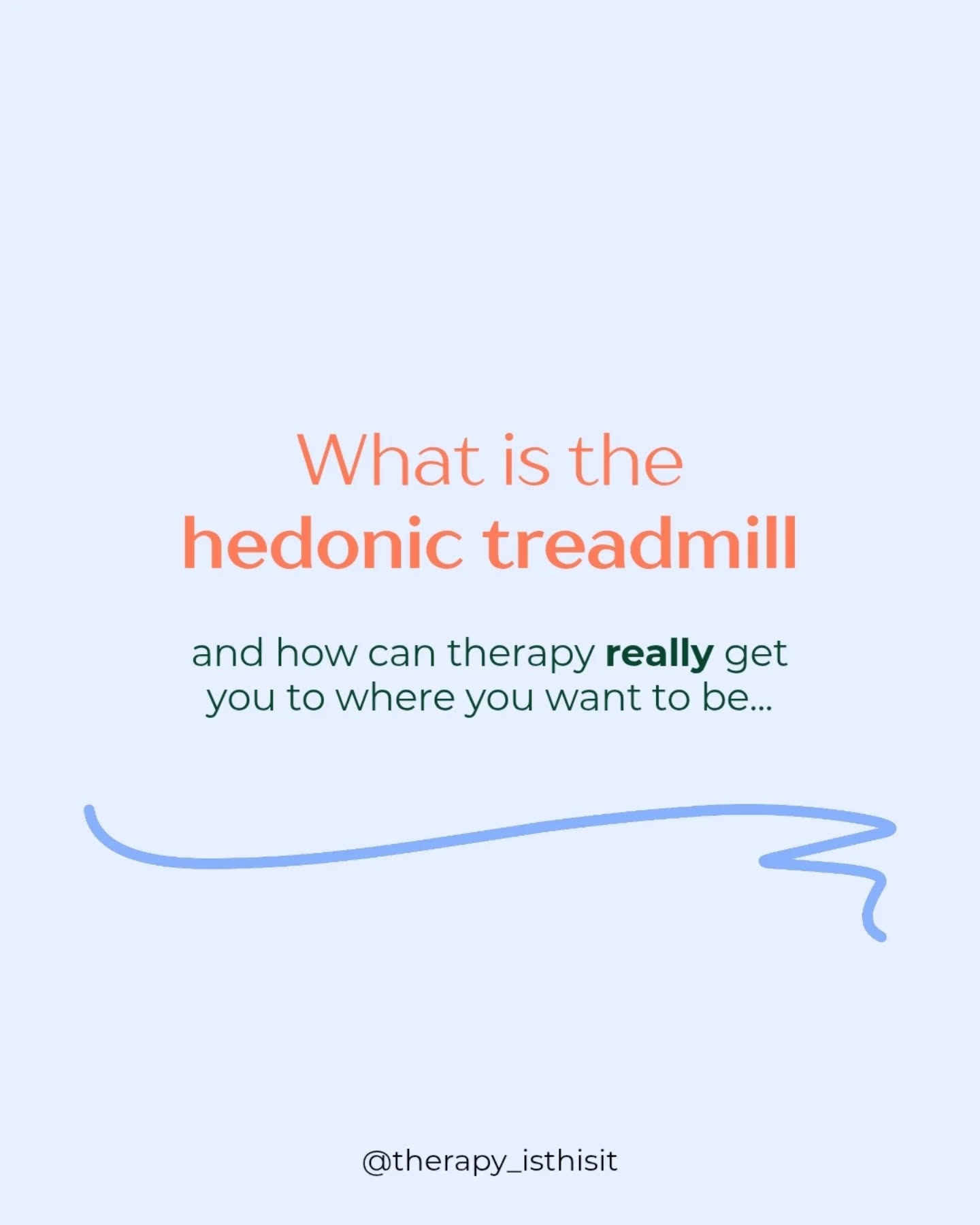 This one's for the girls who achieved the thing but still feel sh!t 🫶
On average, you're happier for just 3 months after you achieve your goal...
Once the confetti settles, you look around and notice that you feel just as discontent or uncertain as usual.
The hedonic treadmill is the natural human tendency to return to a stable baseline of happiness despite major positive life changes. In other words: "Ok, I've done that - now what's next"
The problem is, this treadmill never stops. You keep striving but never arriving.
In therapy we take a step off the treadmill, away from the endless striving, and concentrate on what really matters to you.
👀 You develop a sense of what you actually want, how to get there, and the ability to enjoy the journey - not just the destination.
Ready to start therapy and think I might be the therapist for you? Book a free intro call with me via the link in my bio.
Let's get you to where you want to be, content and certain about the future, together!
#therapyforoverthinking #therapyforoverwhelm #therapyfordirection #moderntherapy #disconnected