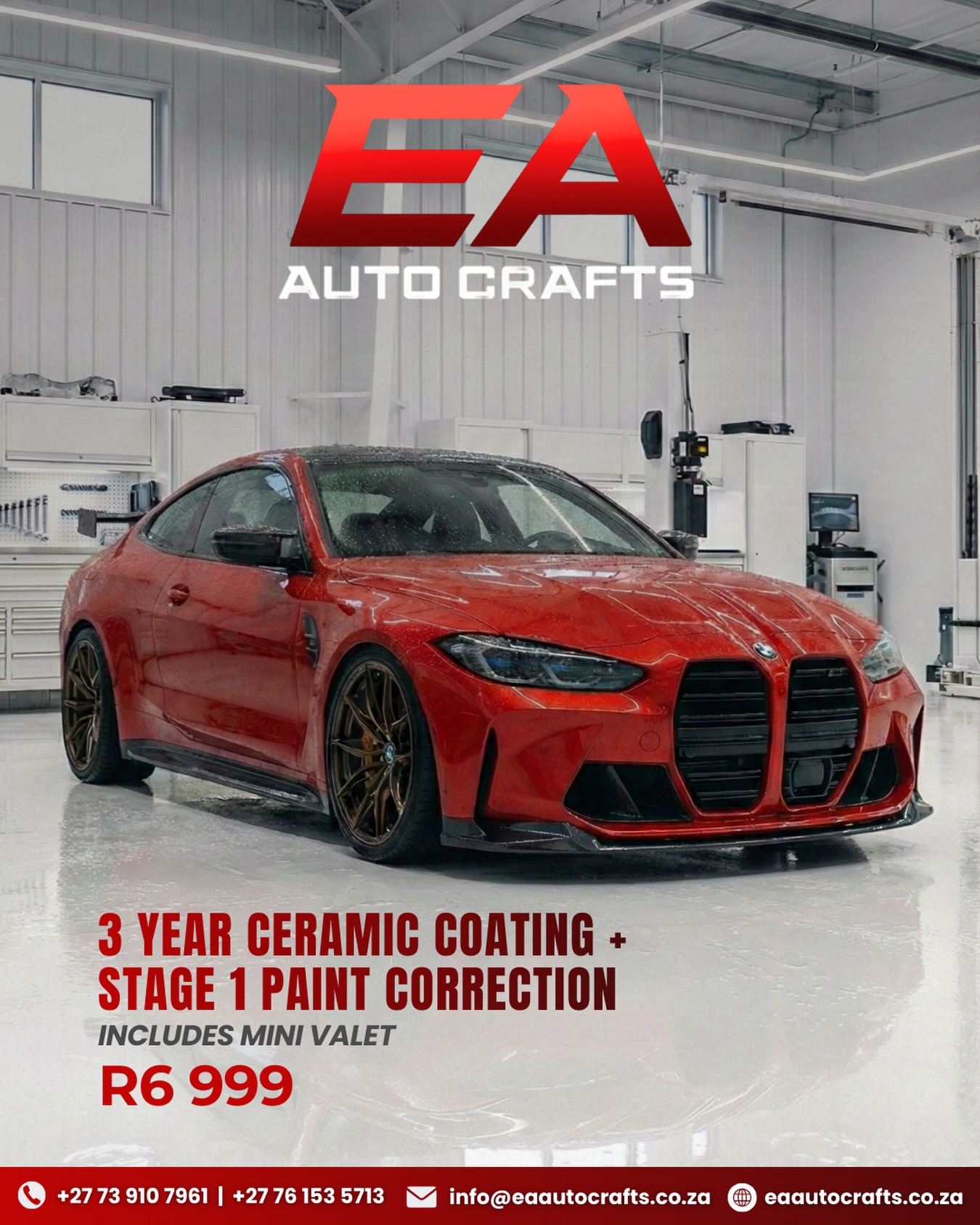 GIVE YOUR VEHICLE THE ULTIMATE PROTECTION! 💎
Our 3-Year Ceramic Coating includes Stage 1 Paint Correction Package for R6999 🔥
And, enjoy a free mini valet!