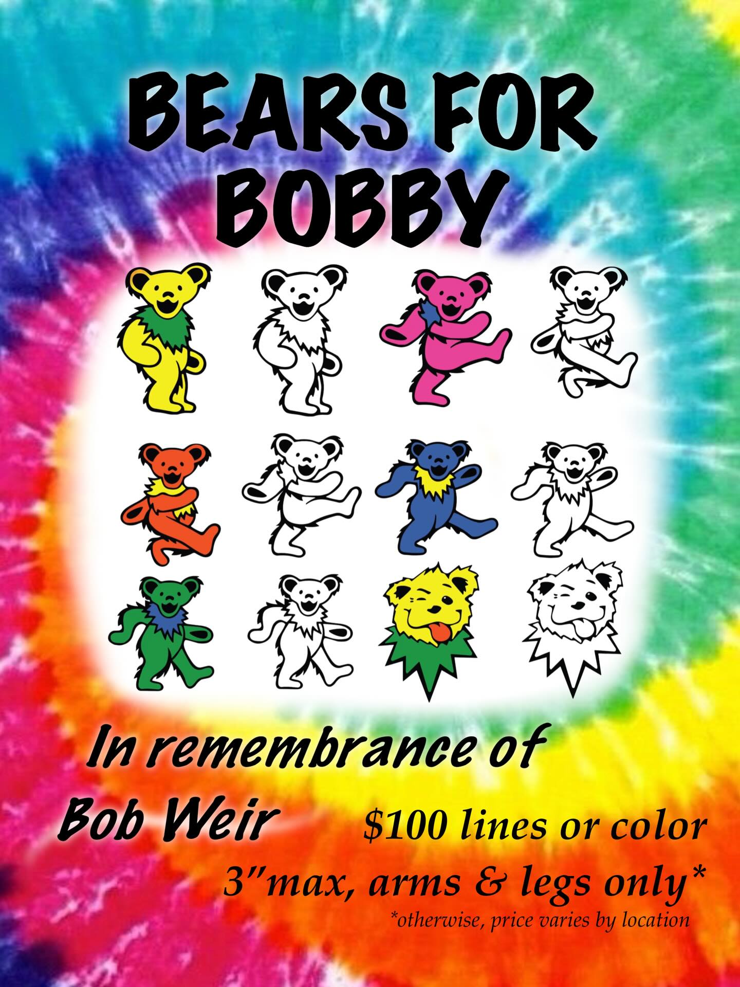 Bears for Bobby ☮️ made in house by any of our artists, call or stop by for more info