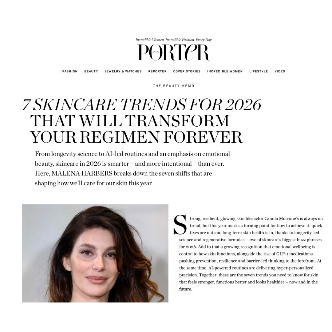Honoured to be featured in @portermagazine 2026 skincare trend forecast. ✨
Dr Mendelovici’s insights on time-efficient, evidence-led skincare and the future of beauty reflect her philosophy of elegance through science — prioritising skin health, simplicity and results that feel effortless, not obvious. From tailored routines to meaningful education for clients, this is where beauty meets intelligence. 🌿🧬
Read more on how next-gen skincare is evolving online.
#DrAnneMendelovici #PorterBeauty #Skincare2026 #SkinConfidence #LuxuryBeauty #ClinicalExpertise #TimelessSkin #CosmeticDoctor
