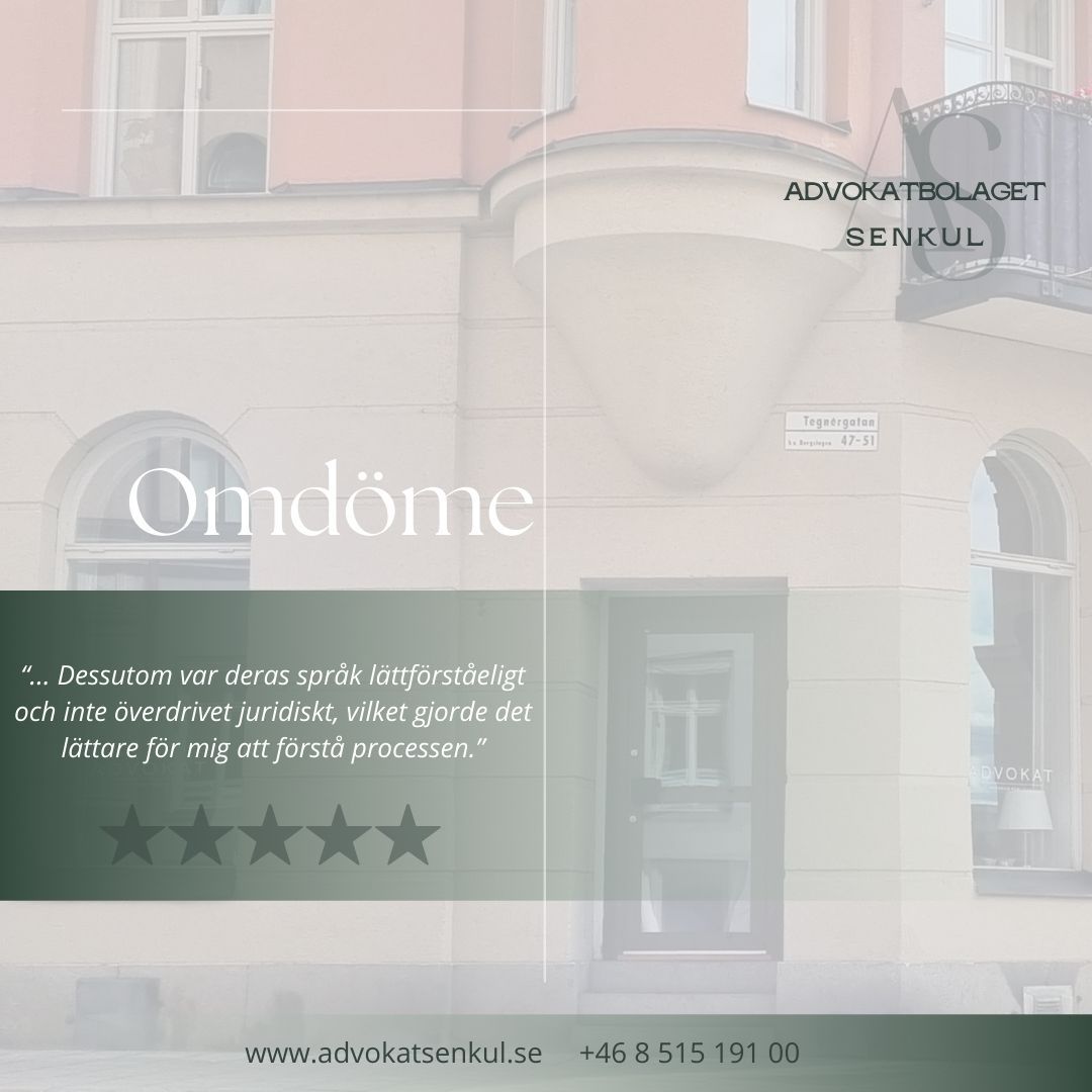 "... Dessutom var deras språk lättförståeligt och inte överdrivet juridiskt, vilket gjorde det lättare för mig att förstå processen."