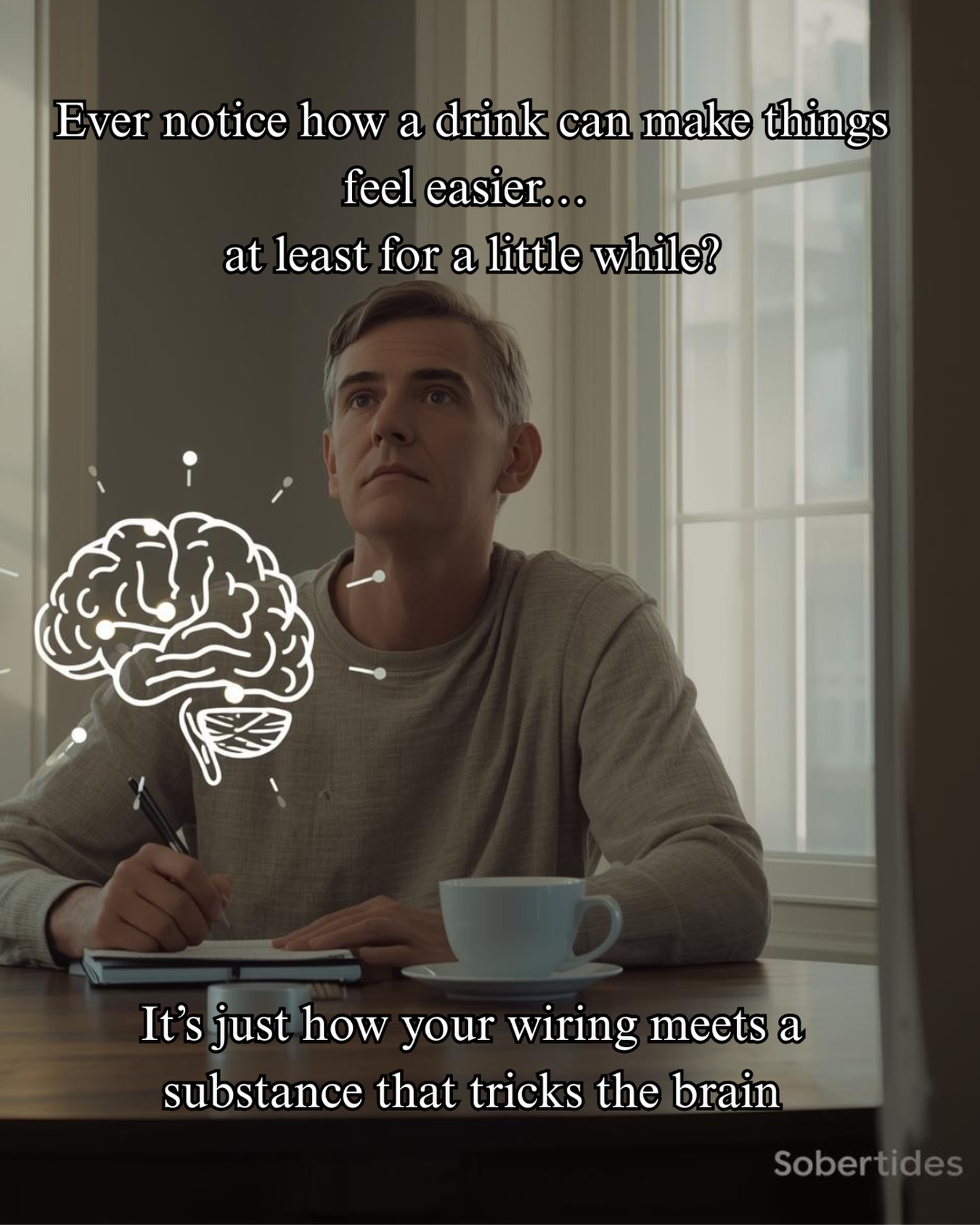 Ever notice how a drink can make things feel easier… at least for a little while?
That’s your brain’s reward system doing its job. Alcohol releases chemicals that make you feel good, relax, or forget stress. Do it enough, and your brain starts expecting it to show up every time you want that feeling.
It’s not weakness.
It’s just how your wiring meets a substance that tricks the brain into prioritising short-term relief over long-term clarity.
Once you see it this way, it starts to feel obvious why “just deciding” to drink less often isn’t enough. The brain is simply following its own rules.
If you want a calm, practical way to explore this further, my free guide walks you through how to notice the patterns and take the first steps without pressure or labels.
If you’d like a copy of my free guide ‘When Drinking Stops Making Sense’, you can DM me or comment below and I’ll send it over.
#alcoholfree #lovelifesober #sobercurious #soberliving #alcoholfreelife