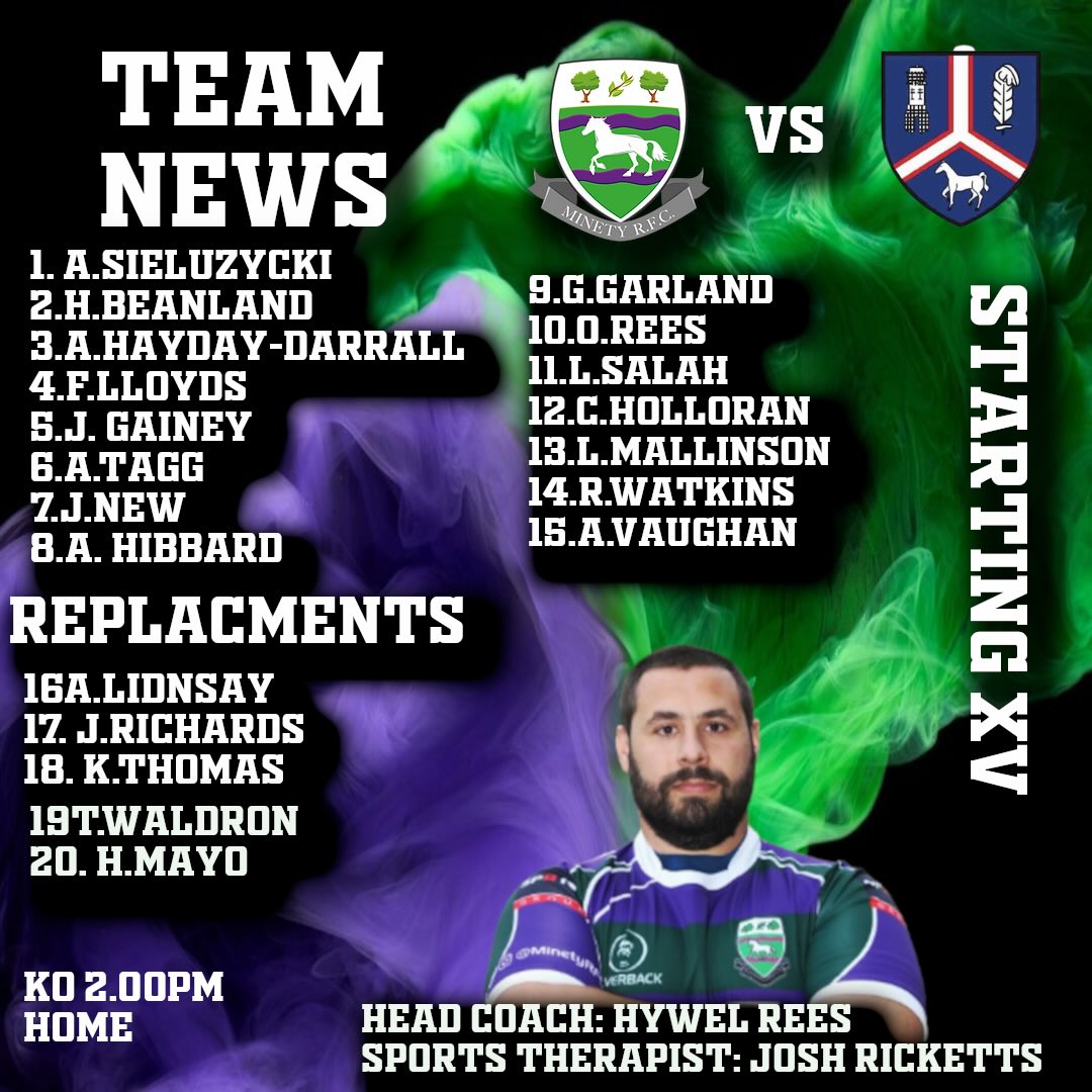 📝 Here’s the team to take on Calne at home
Selected by availability, vibes, and who answered the WhatsApp first. Kidding!!!
Back the lads 💜💚