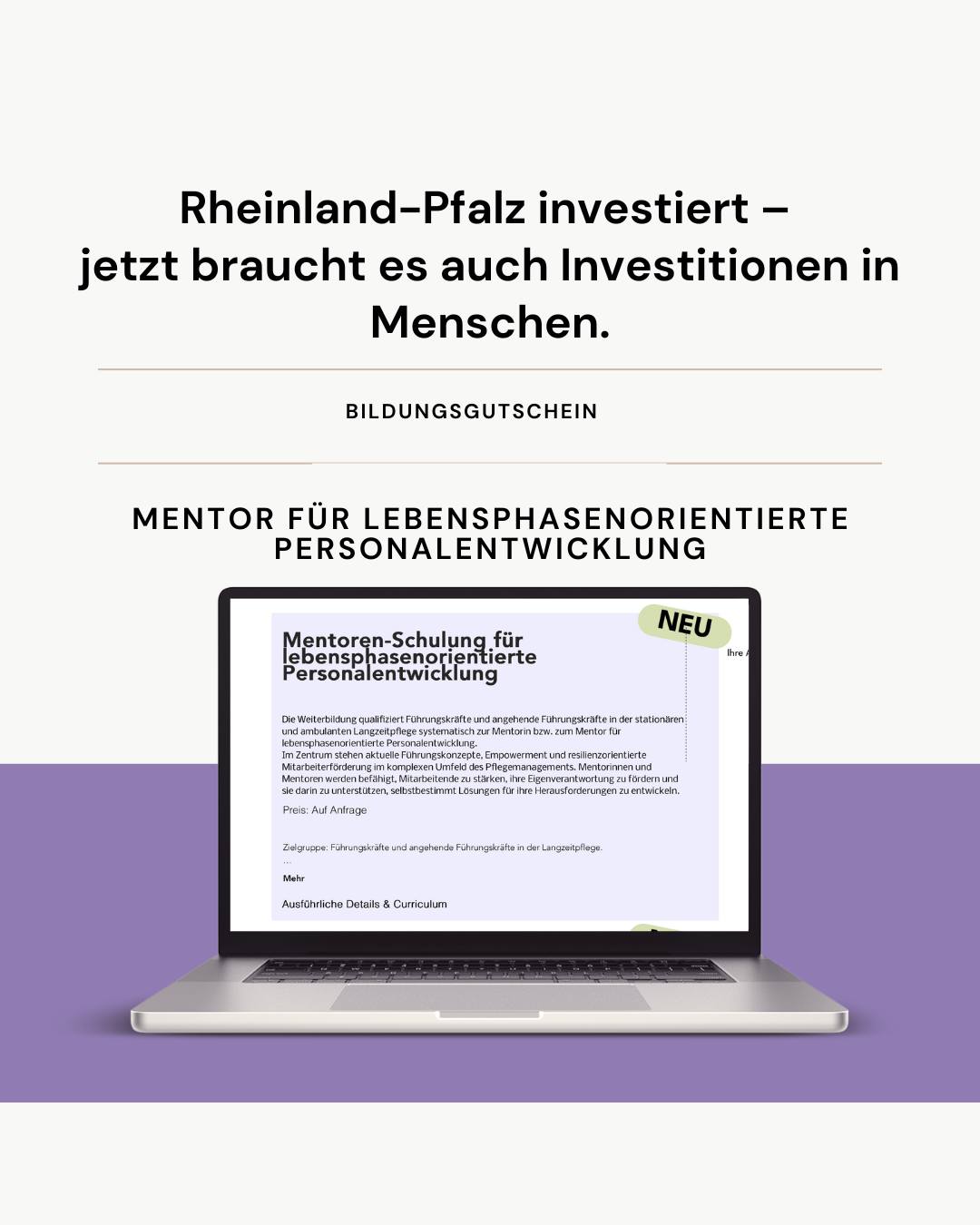 Rheinland-Pfalz investiert – jetzt braucht es auch Investitionen in Menschen.
Mit dem aktuellen Investitionsprogramm des Landes setzt Rheinland-Pfalz ein wichtiges Signal:
Es geht um Vertrauen, Qualität und Zukunftsfähigkeit unserer Kliniken.
Gleichzeitig fordert die Pflegekammer zu Recht:
Ohne gezielte Fort- und Weiterbildungsförderung bleibt diese Zukunftsfähigkeit unvollständig.
Denn moderne Versorgung braucht nicht nur Gebäude und Technik – sondern qualifizierte, resiliente und gestärkte Mitarbeitende.
Genau hier setzt lebensphasenorientierte Personalentwicklung an:
Mentorinnen und Mentoren begleiten Mitarbeitende in unterschiedlichen Lebensphasen, fördern Empowerment, stärken Resilienz und unterstützen Führungskräfte dabei, Teams nachhaltig zu entwickeln und zu binden.
Die zugelassene Weiterbildungsmaßnahme „Mentor für lebensphasenorientierte Personalentwicklung“ verbindet genau das:
• > moderne Führung
• > Change- und Qualitätsmanagement
• > Mentoring-Kompetenz
• > Resilienz und New Work
• > strategische Personalentwicklung
und macht Förderung mit einem Bildungsgutschein konkret nutzbar — für Organisationen und Beschäftigte.
#personalentwicklung #gesundheitswesen #AZAV