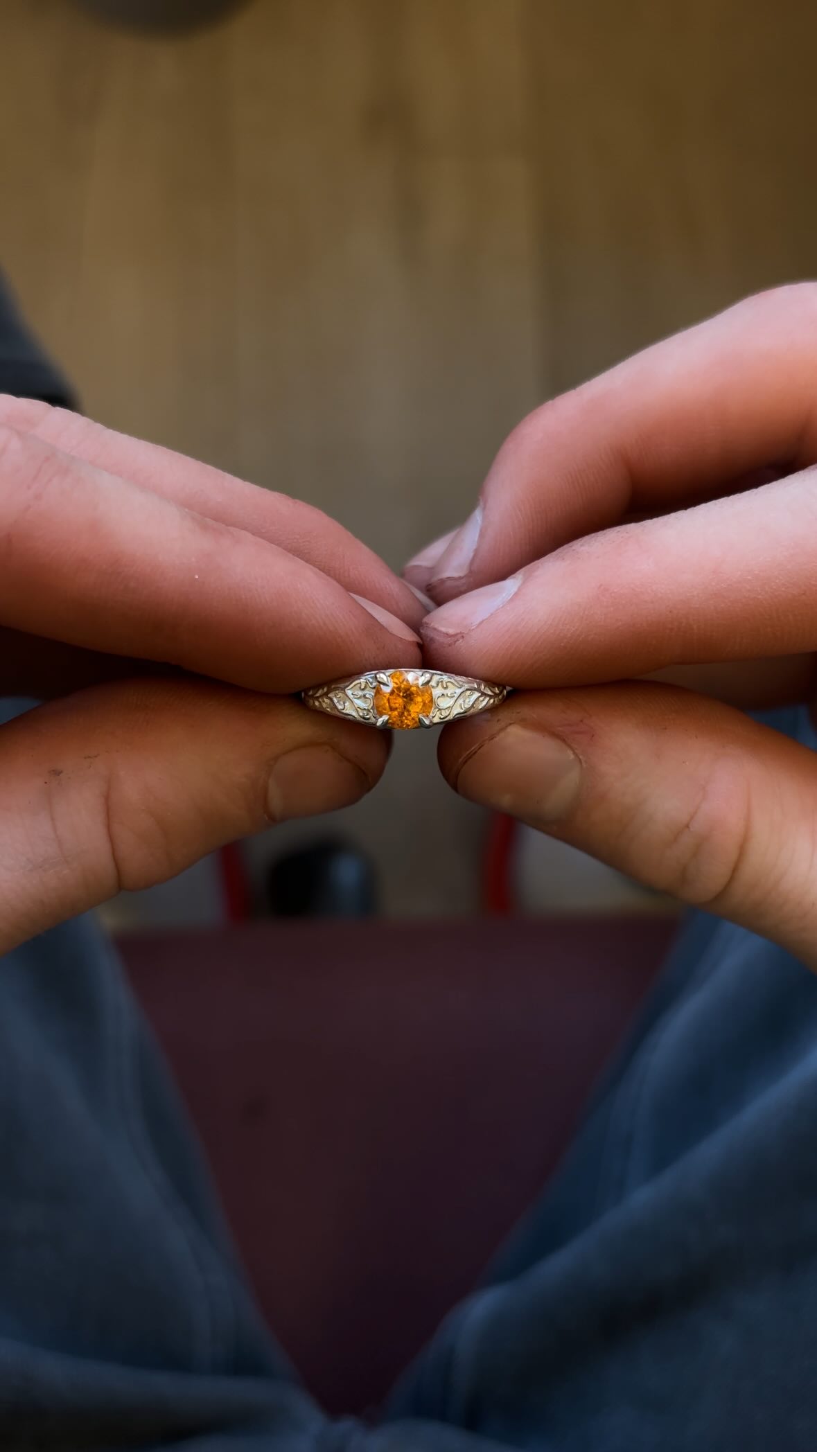 A stunning orange garnet set in a beautiful floral band !
If you’re looking for a custom piece of jewellery get in touch.
.
.
.
#engagementrings #customjewellery #bespoke