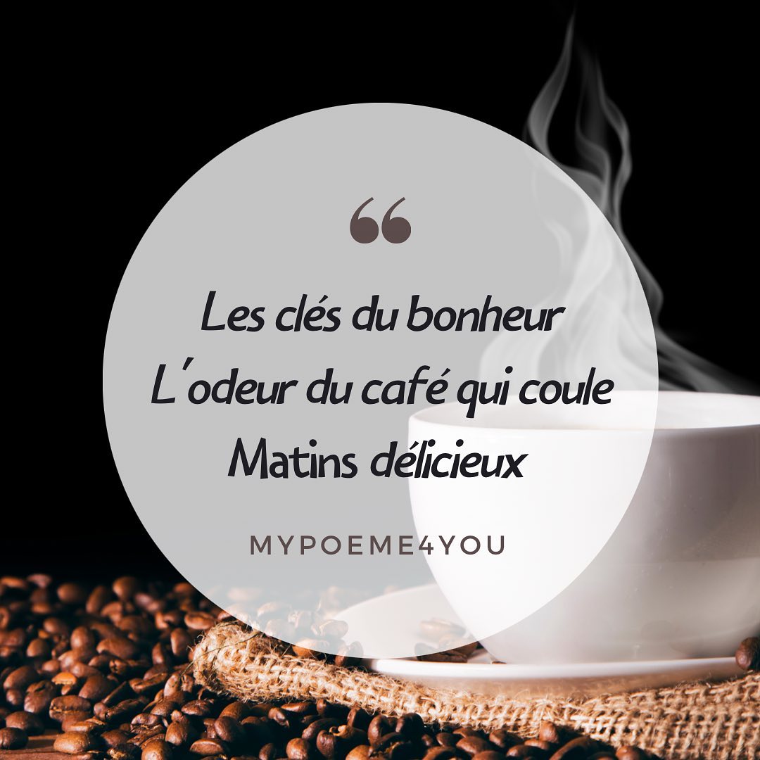 Vivement demain 6h30 ☕️☕️☕️
Les clés du bonheur
L’odeur du café qui coule
Matins délicieux
@mypoeme4you
#mypoeme4you
#mypoem4you
#poesies #poesie #poemes #poeme #haikulover #auteur #auteure #ecrits #ecriture #haijin #senryû #hesdin #writersofinstagram #auteurinstagram #authorsofinstagram #recueilhaiku #haikufrancais #basho #cafédumatin