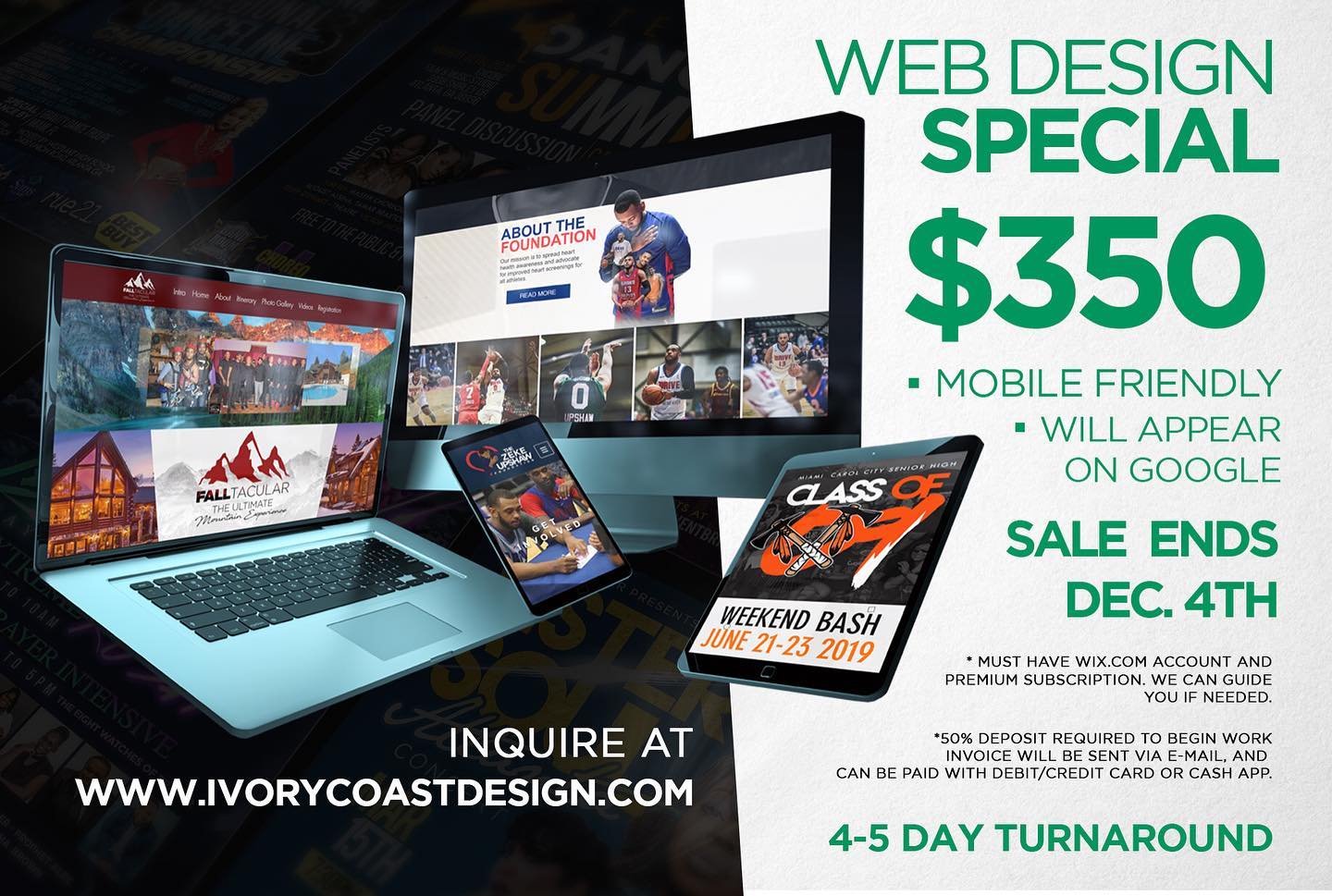 HURRY! Take advantage of our web design special offer while it lasts. #miamigardensgraphicdesigner #miamigraphicdesigner #miamigraphicdesign #graphicdesign #ivorycoastdesigns #tallahasseegraphicdesigner #famu #blackartist #blackexcellence #miamigardens #atlgraphicdesigner