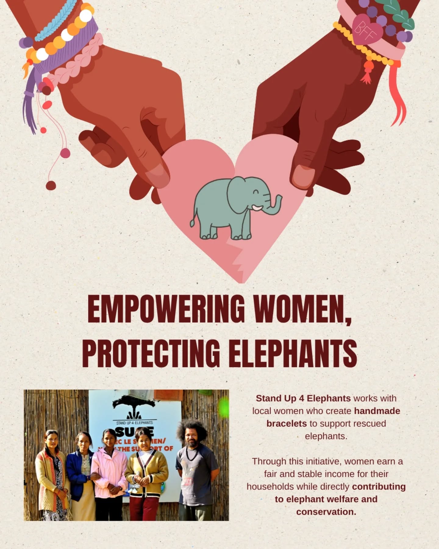🇬🇧 Four women. Countless skills. Powerful impact.
From bracelets to baskets and crochet, their craftsmanship supports rescued elephants and brings vital extra income to their families.
Women empowerment is not optional — it is key to building a better world.
🇫🇷 Quatre femmes. D’innombrables compétences. Un impact puissant.
Des bracelets aux paniers en passant par le crochet, leur savoir-faire soutient les éléphants rescapés et apporte un revenu essentiel à leurs familles.
L’autonomisation des femmes n’est pas une option — c’est la clé pour construire un monde meilleur.
#womenempowerment #empoweringwomen #womensupportingwomen #womenatwork #handmade handcrafted artisans traditionalcraft ethicalcraft
