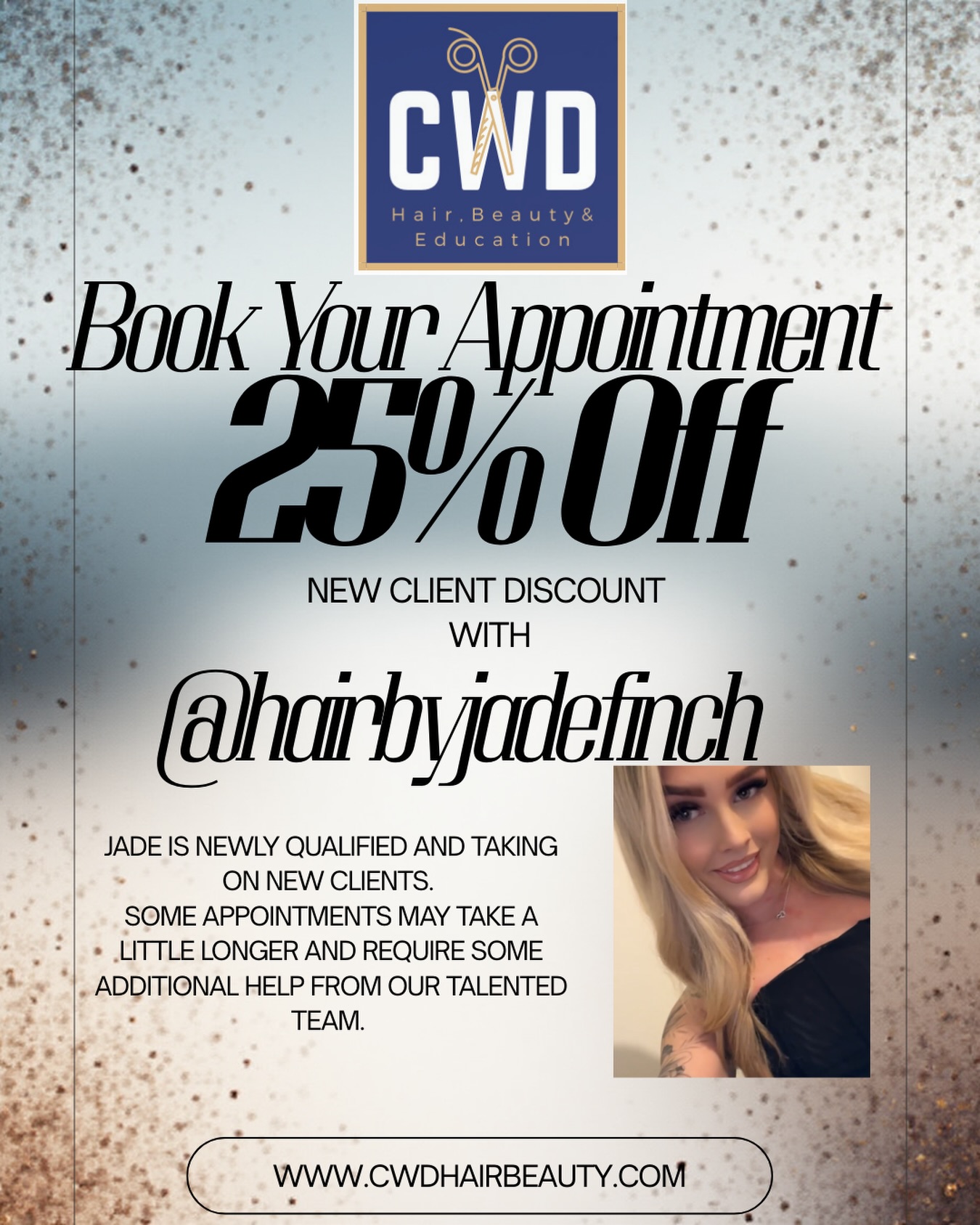 25% off for new clients 📣
with @hairby.jadefinch
Book Now to secure your appointment!
📞01202 131415
#bournemouth #bournemouthhairdresser #hairsalon #newclients #hair