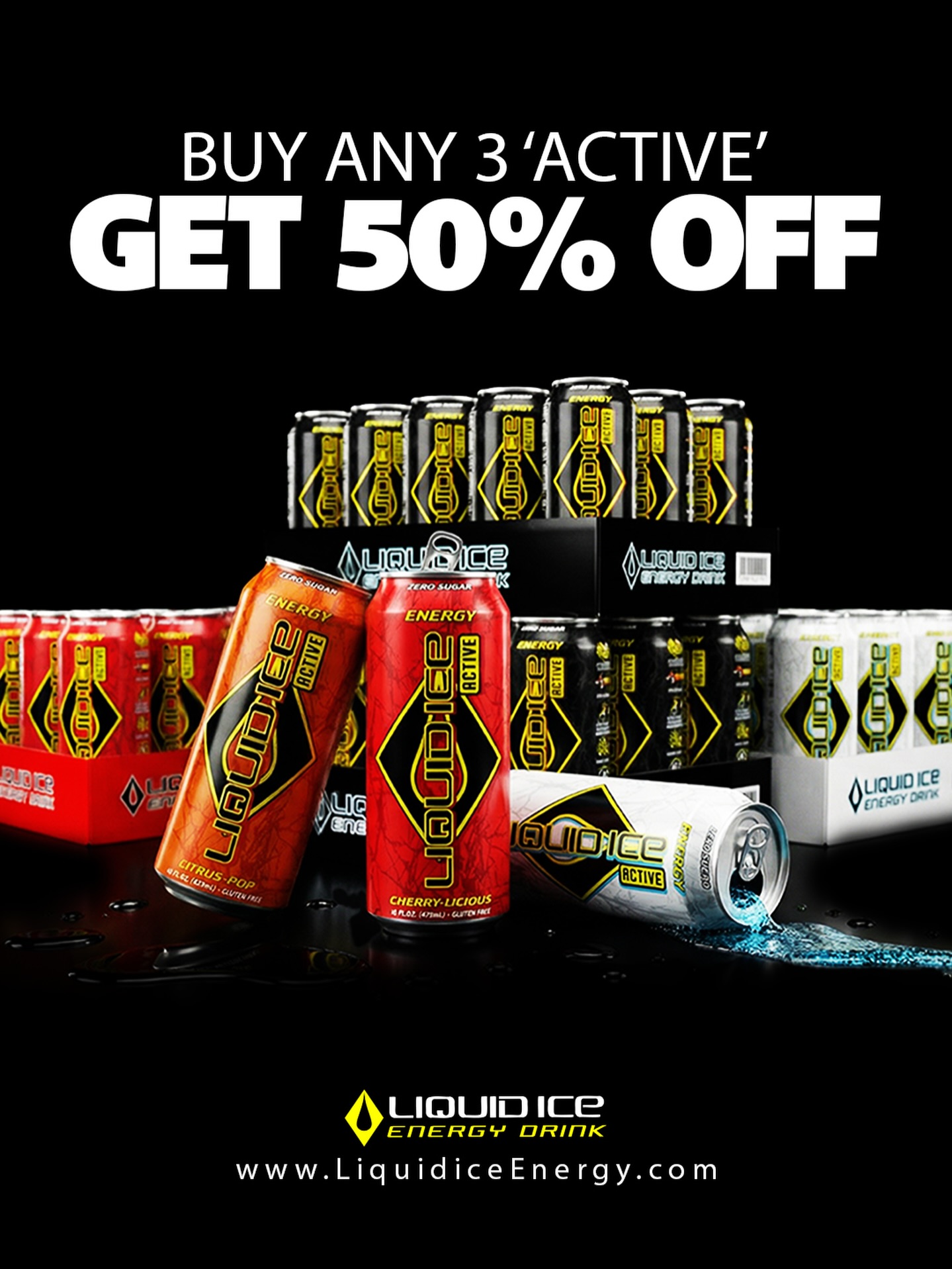 🚨 Buy any 3 Active cases and get 50% OFF 🚨
Only $1.25 per can for a limited time.
Stock up on your favorite sugar free flavors now.
Discount only available on our website, no coupon needed, discounts apply automatically at checkout - link in bio. ⚡️🥶
#LiquidIceEnergy #SipSmarter #BeActive #SugarFree #SipTheIce