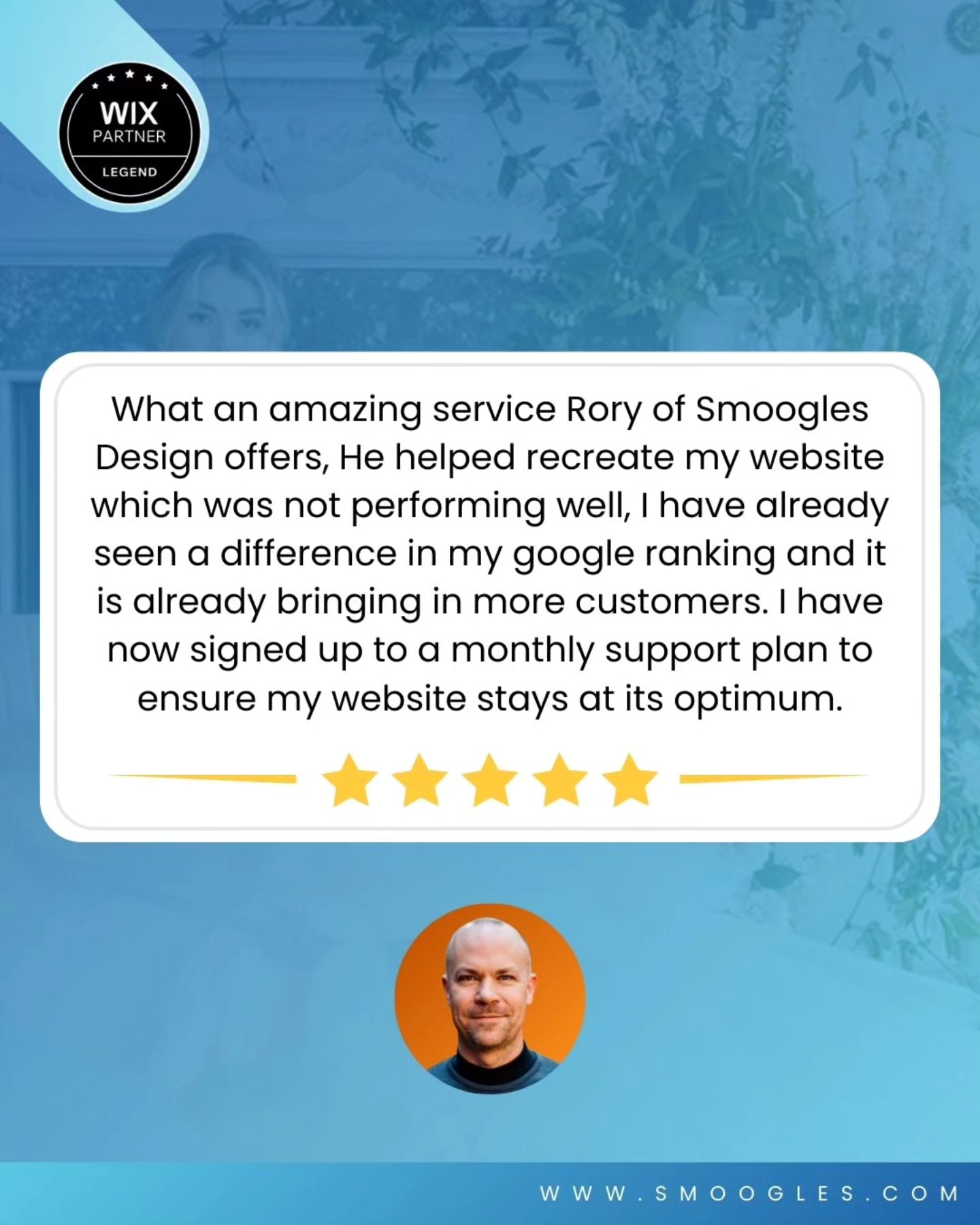 "What an amazing service Rory of Smoogles Design offers, He helped recreate my website which was not performing well, I have already seen a difference in my google ranking and it is already bringing in more customers. I have now signed up to a monthly support plan to ensure my website stays at its optimum. I would highly recommend booking with Smoogles Design."
@jmfloraldesigns, a talented wedding florist based in Somerset, booked in for a 𝗩𝗜𝗣 𝗗𝗲𝘀𝗶𝗴𝗻 𝗗𝗮𝘆 after her old site just wasn’t doing the job. We rebuilt it from the ground up in just one day, gave her visibility a serious kick with our 𝗦𝗘𝗢 𝗕𝗼𝗼𝘀𝘁, and boom – higher Google rankings, more enquiries, and a site that finally pulls its weight.
She’s now on one of our 𝗺𝗼𝗻𝘁𝗵𝗹𝘆 𝘀𝘂𝗽𝗽𝗼𝗿𝘁 𝗽𝗹𝗮𝗻𝘀 to keep everything running at peak performance. Smart move.
Massive thanks for the glowing review, Julia. Love seeing your business shine online.
If your site’s not earning its keep, let’s fix that. Book in and watch the magic happen.
#VIPDesignDay #SEOBoost #WixWebsiteDesign #SmooglesDesign #WeddingFlowers #WixExpert #WebDesignUK #SmallBusinessSupport