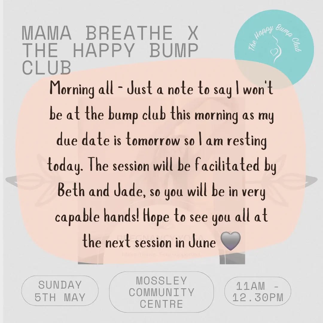 Morning everyone!
Just a quick note about today's session. I hope to see you all at the next session in June, with baby in tow!
Big thank you to @beth_newton_ and @mama.breathe 🫶
Emma x