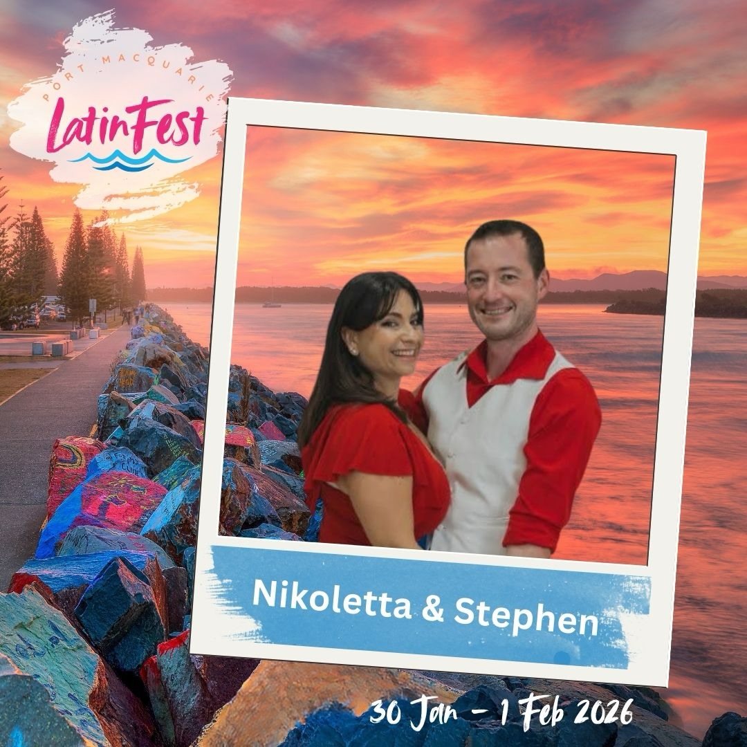 🌟 Welcome Nikoletta & Stephen to LatinFest 2026! 🌟
We’re excited to welcome Nikoletta & Stephen from Cuban Soul to LatinFest 2026.
From elite athletic precision to authentic Cuban sabor, Nikoletta and Stephen bring world-class experience, deep cultural knowledge, and undeniable passion to the dance floor. Former members of Australia’s Rueda World Championship team (Top 4 in the world 🌍), they’ve taught and performed with leading Sydney schools including Buena Vista Dance and Tropical Soul, and now create original works seen at major festivals across Australia.
Expect authentic flavour, strong foundations, and pure dance energy. 💃🔥
#LatinFest2026 #PortLatinFest #CubanSoul RuedaDeCasino #portmacquarie