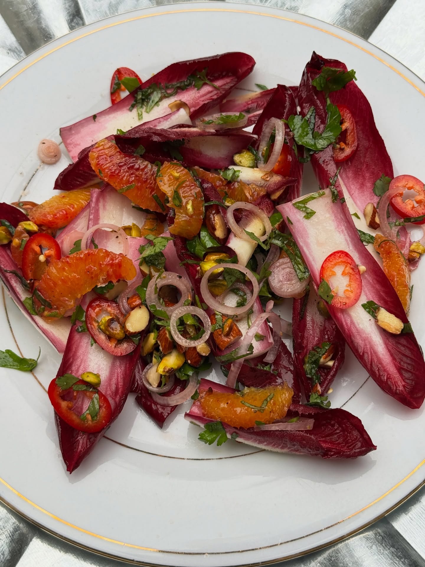 Seasonal delights keeping us happy over here. The rhubarb! The good citrus! They’re here! Very delicious zippy little salad with blood orange, chicory, toasted pistachios & almonds, pickled shallots and some mint and parsley. Roasting rhubarb for maximum blushing pinkness. Charred hispi with chewy crispy roasted Jerusalem artichokes, a sort of salsa verde, chilli and pickled sultanas. Blood orange for brekky, lunch and dinner and teatime at the moment!
#bristolfood #somersetfood #bristolwedding #somersetwedding #dorsetwedding