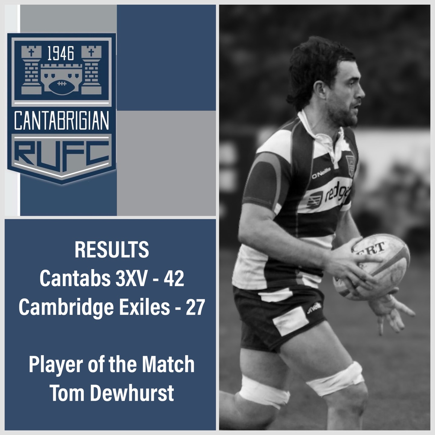 💥RESULTS💥
An awesome game of rugby with our local rivals Cambridge! Great result for our lads and congratulations to our players making their Cantabs debut!
Huge congratulations to our Player of the Match - Tom Dewhurst @tomdewy
📸 @bwsportsphotography
#rugby #rugbyunion #cantabsrugby #socialrugbyincambridge #cambridge