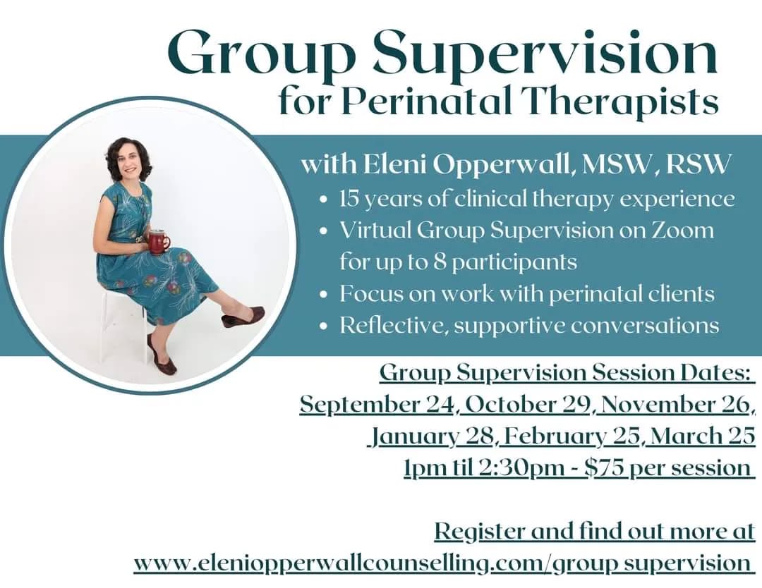 Hello everyone! I am pleased to announce that I will be starting to offer Group Supervision for Perinatal Therapists this Fall and Winter! Group Supervision is a wonderful way to gain more clinical expertise, guidance, and support from other therapists who work with clients who are pregnant or postpartum.
I aim to create caring group conversations that are supportive, clinically rigorous, and hopefully enjoyable too! ☺️
Find out more at the link in my bio ☝️☝️☝️
Hope to see you there!