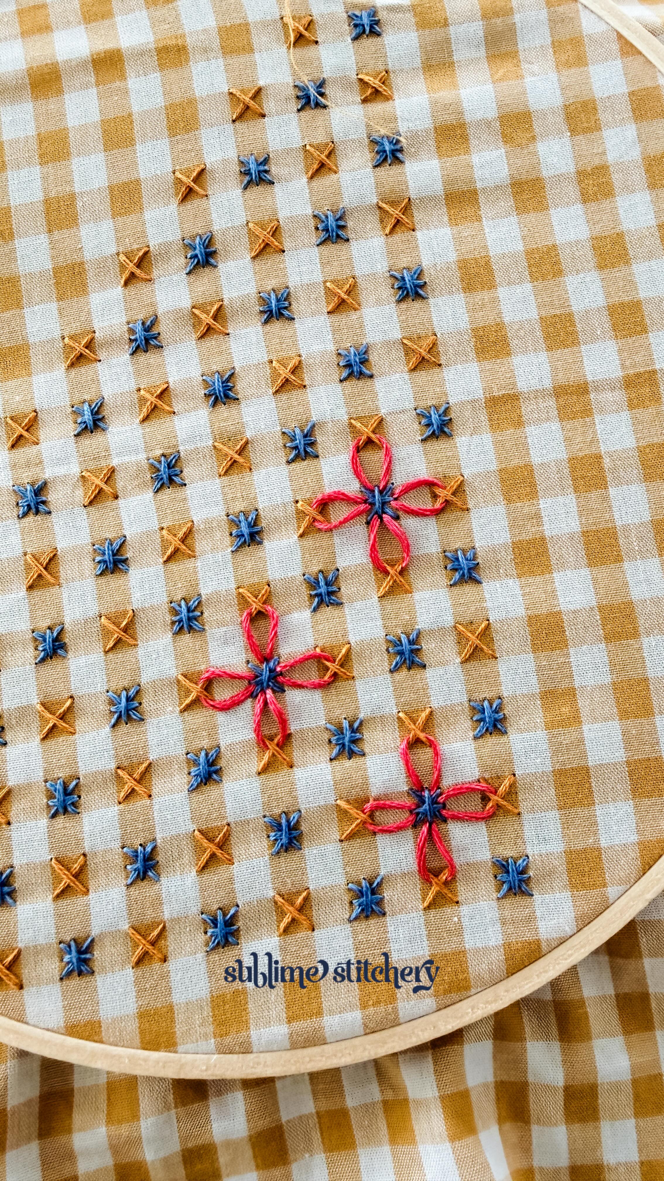 Hi friends! It holiday time for our family this week, but I’m never without something to stitch 💛