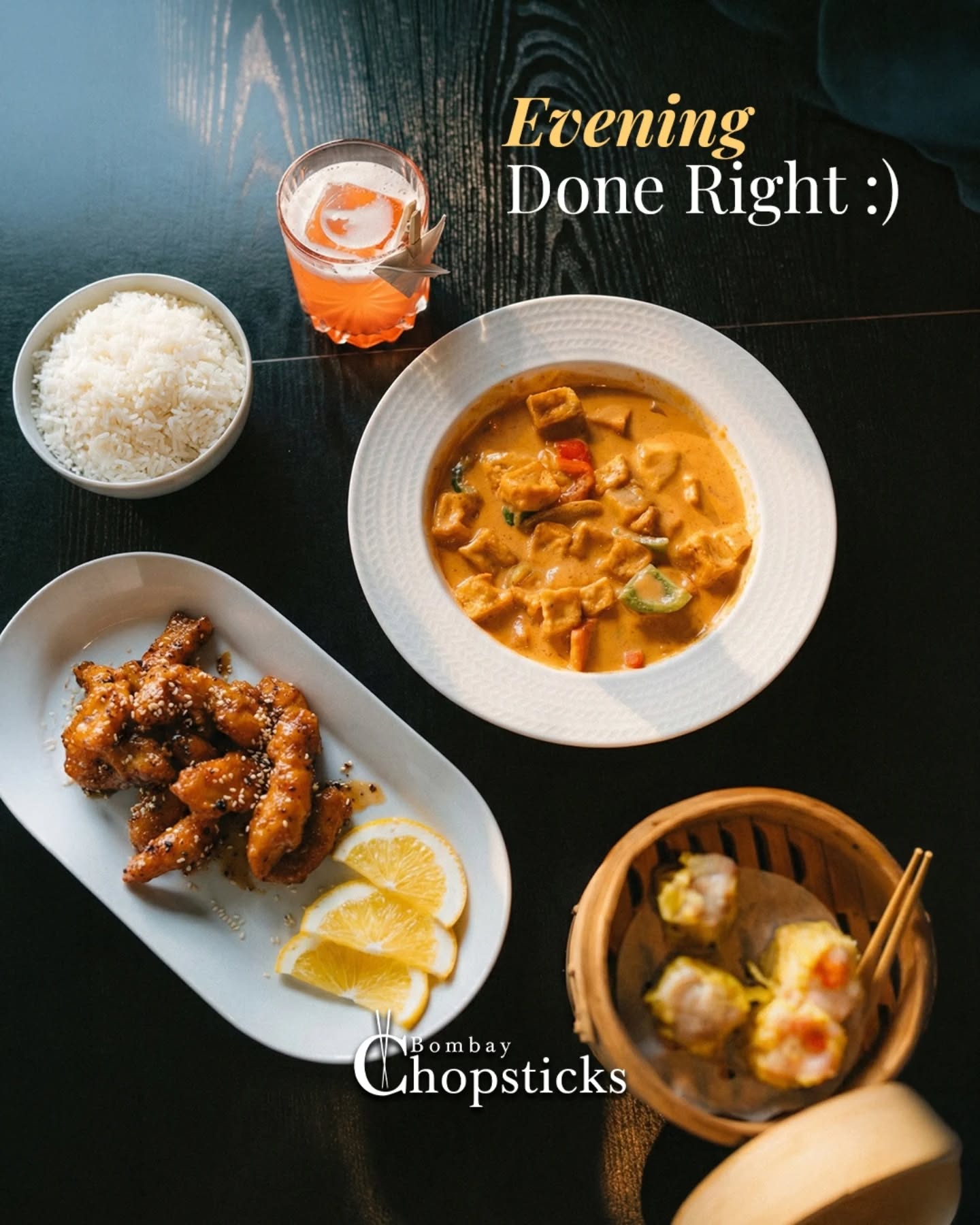 Evenings done right.
Comforting curries, crispy bites, soft rice, and a cocktail that knows its place.
This is how Bombay Chopsticks sets the mood for a slow, satisfying night.
.
.
Bombay Chopsticks, Asian dining, Indo-Chinese food, Asian curry, crispy starters, dimsum, Asian comfort food, cocktail pairing, evening dining, restaurant experience, The Wimpy's Wrath
.
.
#bombaychopsticks #eveningfood #canadafoodie #indochinese #mississaugarestaurant