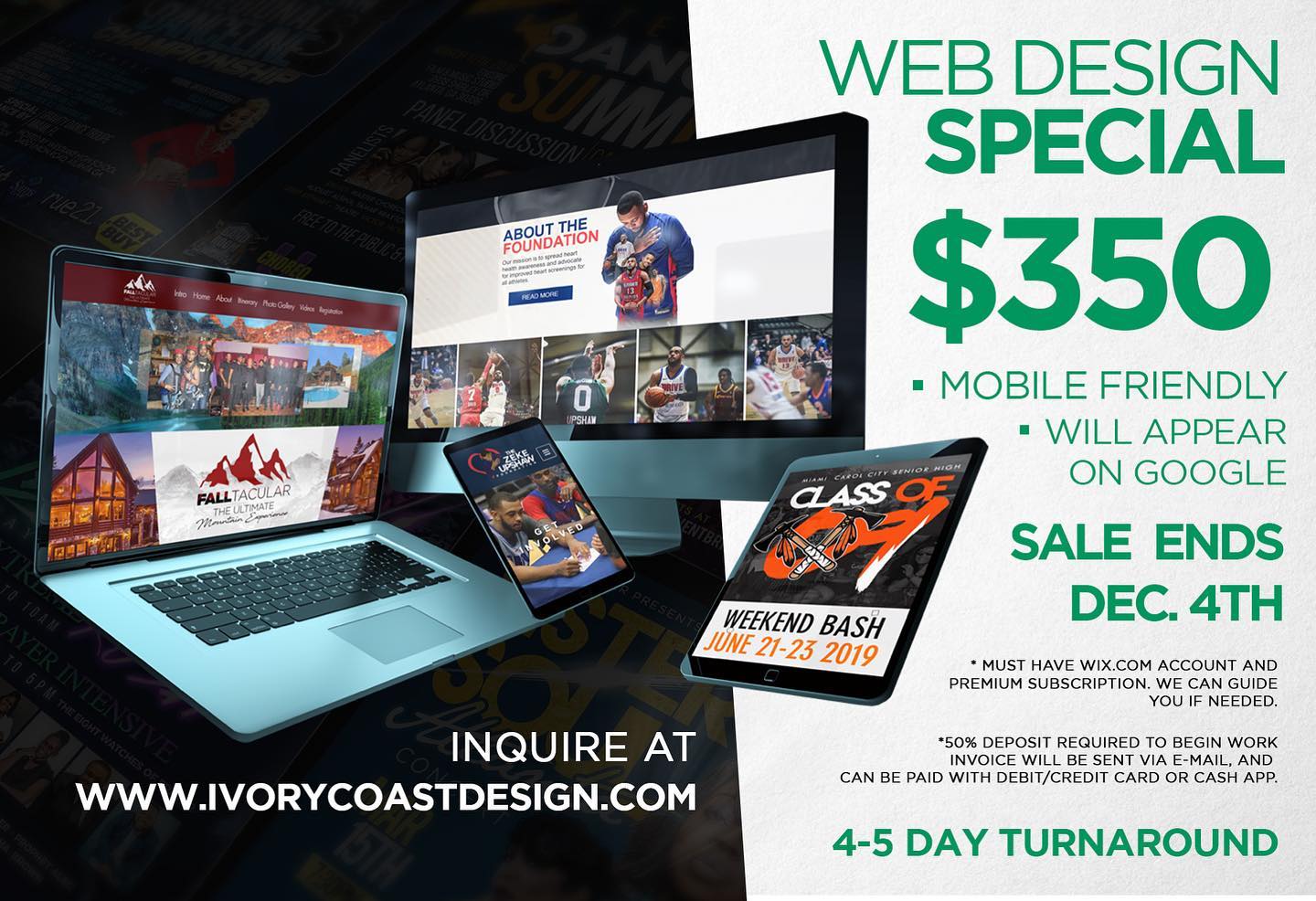 HURRY! Take advantage of our web design special offer while it lasts. #miamigardensgraphicdesigner #miamigraphicdesigner #miamigraphicdesign #graphicdesign #ivorycoastdesigns #tallahasseegraphicdesigner #famu #blackartist #blackexcellence #miamigardens #atlgraphicdesigner