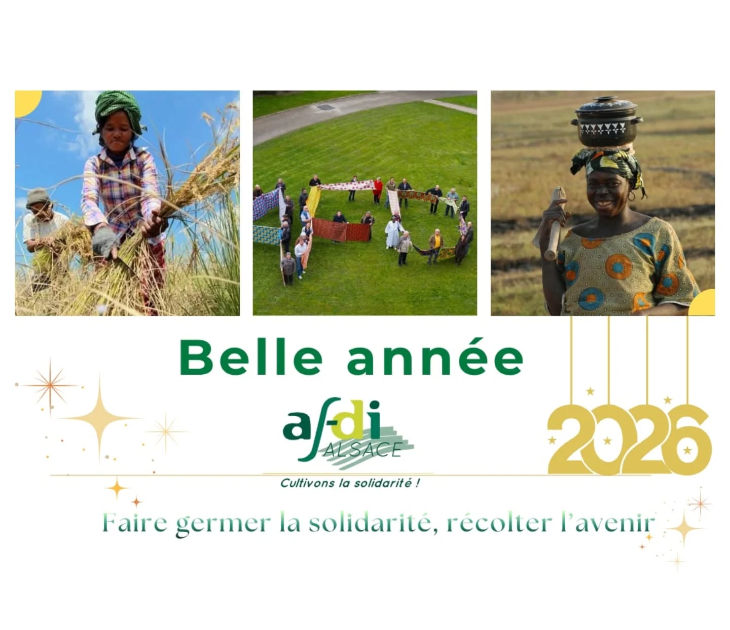 En 2026, continuons à faire germer la solidarité pour récolter l’avenir 🌍
Afdi Alsace vous souhaite une belle année engagée aux côtés des agricultures familiales.
#AgricultureFamiliale #Solidarité #AFDI #Engagement #chambredagriculturealsace