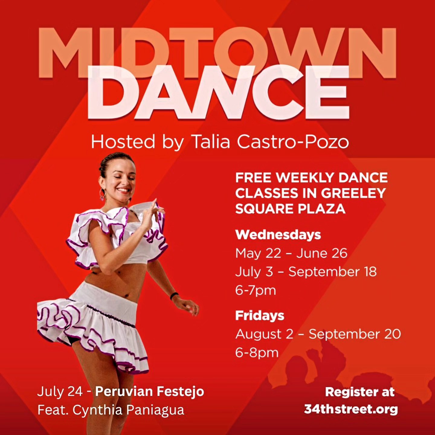 FESTEJO CLASS TOMORROW WEDNESDAY JULY 24TH AT 6 PM !!! Free and open to all ❤️💃🏽💯🇵🇪
I'm so excited to teach AfroPeruvian Festejo tomorrow at Greeley Square park smack in the center of my city NY! Hosted by @taliacp as part of Midtown Dance.
Cant wait to dance with you ! Bring your familia, las tías, amigas, enemigas because we're about to move our Ancestors and celebrate nuestra cultura to the fullest !!🔥
I literally touched down to NYC from New México yesterday and I'm not skipping a beat, WHEW! The best way to come back to my city is with dance and reppin' PERU con todo mi corazón.
Ahora ... spread the word!
I can't wait to dance with you !
#midtowndance #Festejo #afroperuviandance
#festejoinnyc #vamospayaaaa #danceyourancestors #teamoperu❤️🇵🇪