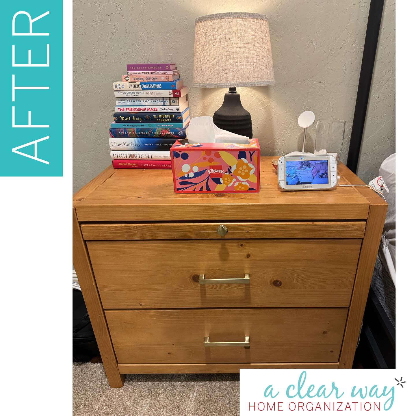Small Project, Big Impact. It’s hard to get relaxed and ready for dreamland when your night stand is a big ‘ol mess. And loved that we could use ALL of the containers she already had, in a much better way. What small area in YOUR home could use BIG help?