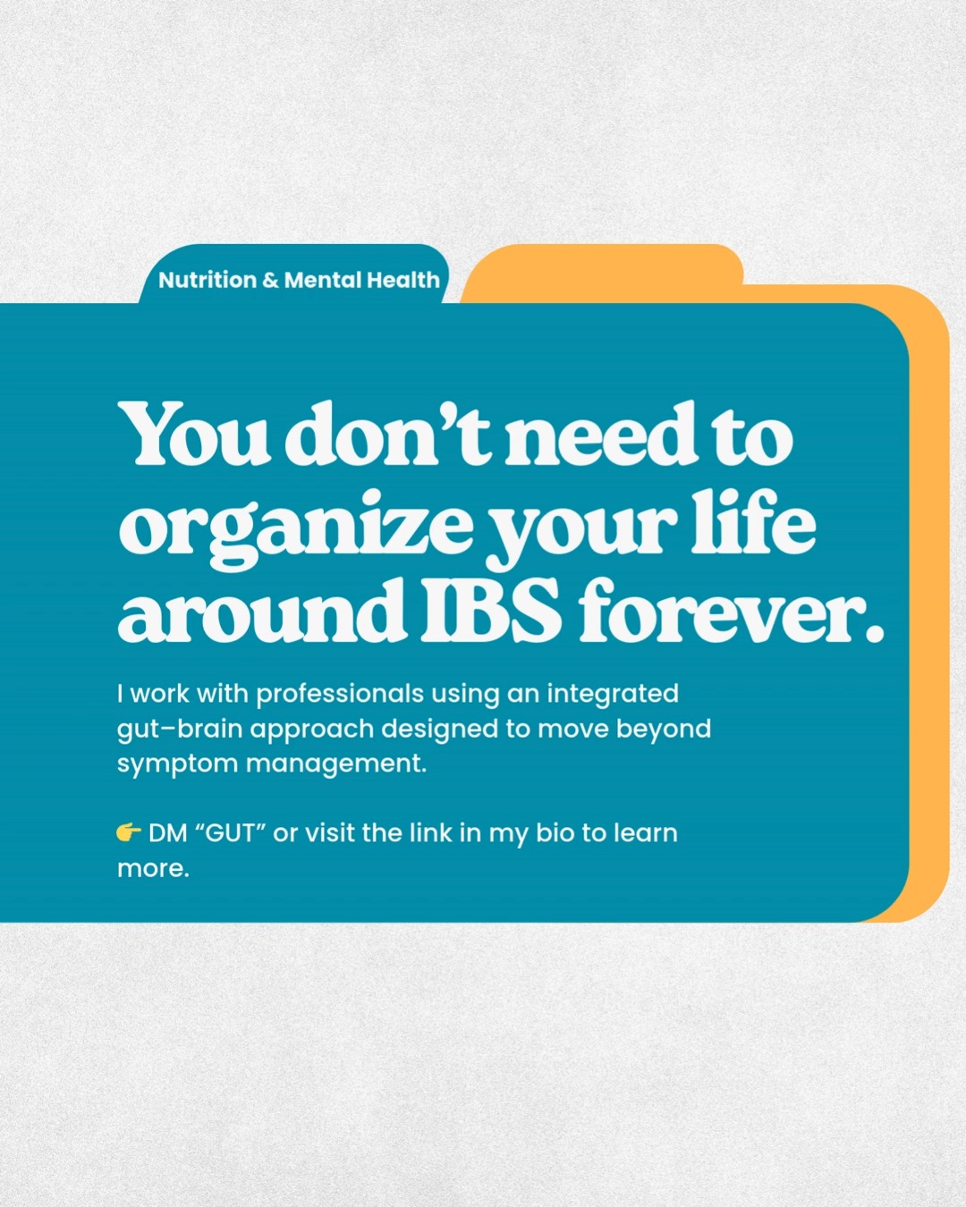 IBS isn’t just about food—it’s about the gut–brain connection.
This IBS program combines support from a Registered Dietitian and a Therapist to address both digestion and the stress that impacts it.
Food guidance. Nervous system support. Real-life strategies.