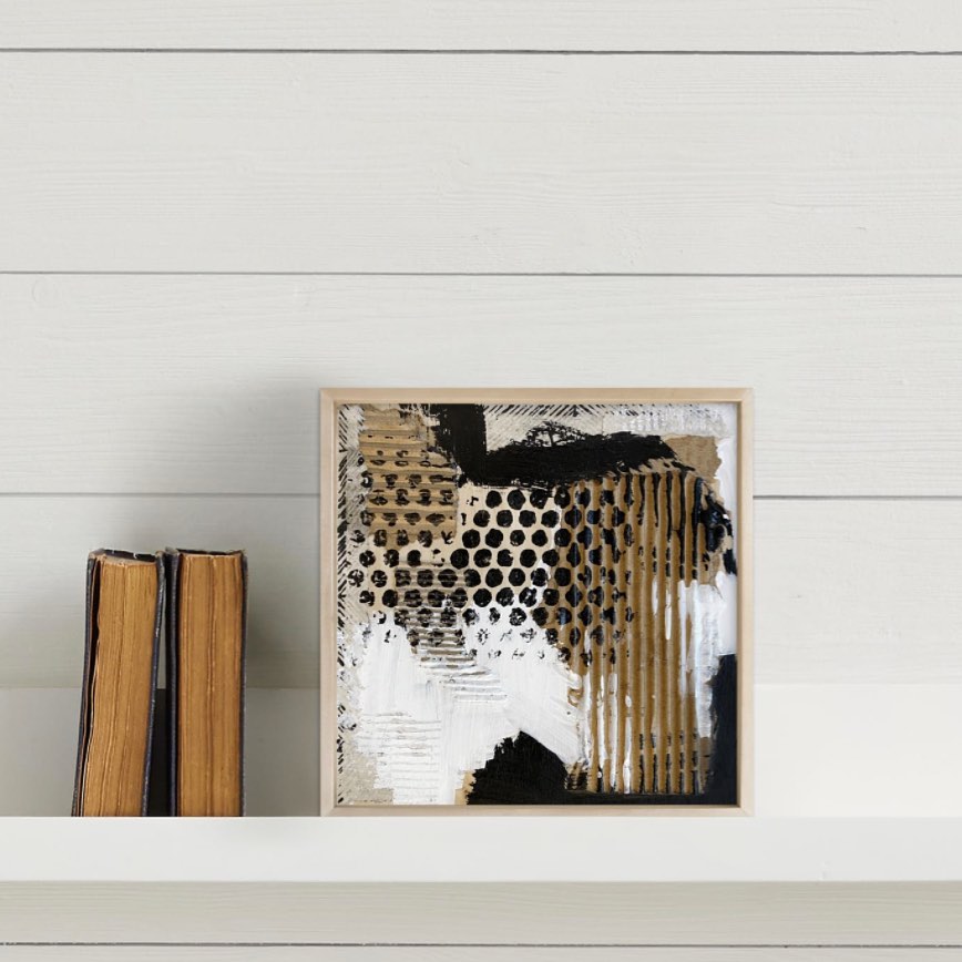 Here is my newest piece Trip now for sale on @Minted! I played around with collage and mixed media, layering textures and patterns. Customize it for your space with 4 color themes and endless framing options #minted #limitededitionart