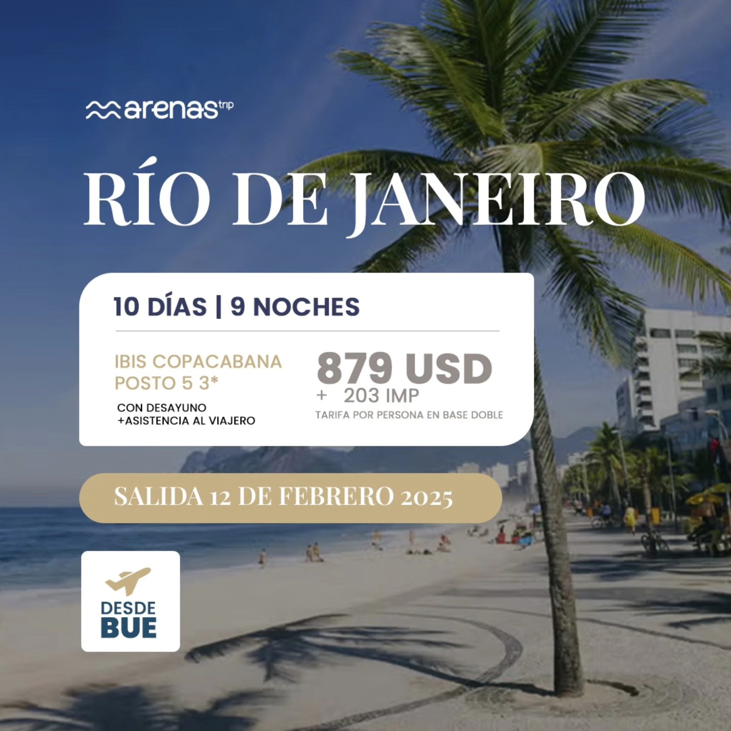 Viajá a #riodejaneiro con Arenas Trip! Contactanos para planificar tu próxima escapada 🏝