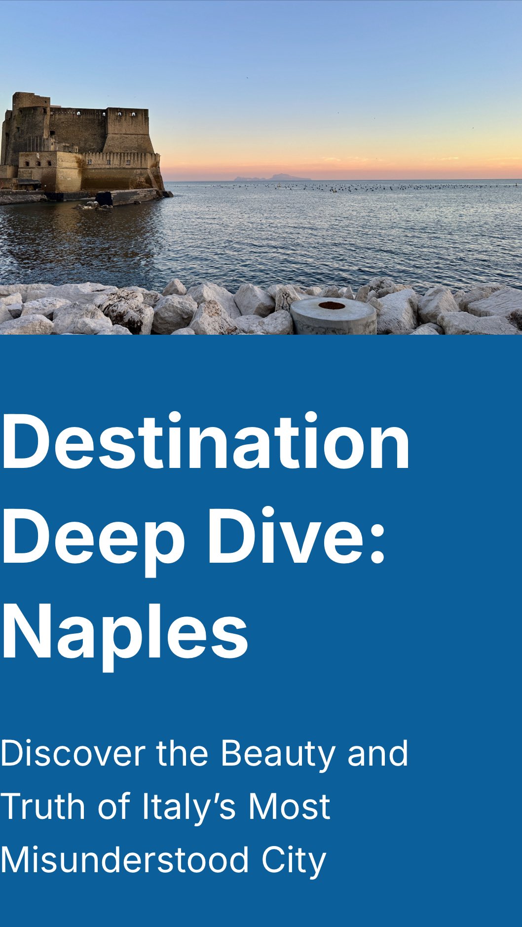🌋 Naples is the city I’ve been workshopping the longest, and this new Naples Destination Deep Dive is the result of years of testing what *actually* works for real travelers. I premiered this Deep Dive first to paid subscribers of the podcast, then spent months turning it into a Masterclass-style videos plus a soooooper detailed, customizable itinerary that you can adapt to your own dates.
I created this for self-planners who want sensitive, thoughtful, historically rich guidance, but also need realistic, time-aware advice for a short trip. Every recommendation has been tested by me, refined by client experiences, and a lot of things did *not* make the cut because they weren’t truly worth your limited time in Italy.
If you want your days in Naples to feel deep, intentional, and doable, this is for you.
#naples #napoli #italy #italytrip