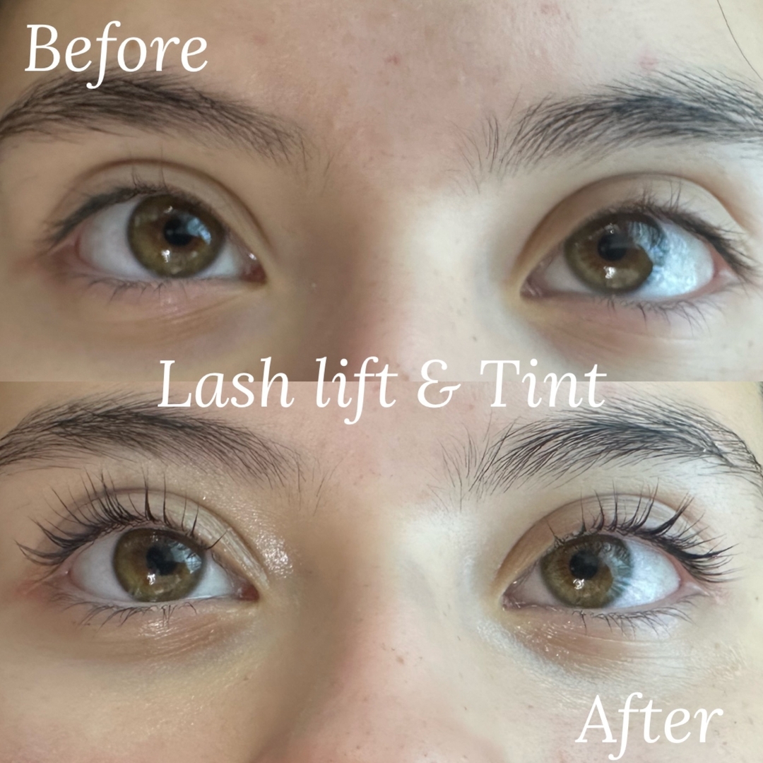 I love the shape of her eyes! A lash lift & tint is the perfect way to open up those eyes without the need of mascara or lash curler! There’s no maintenance like lash extensions and the results last for up to 8 weeks 🥰