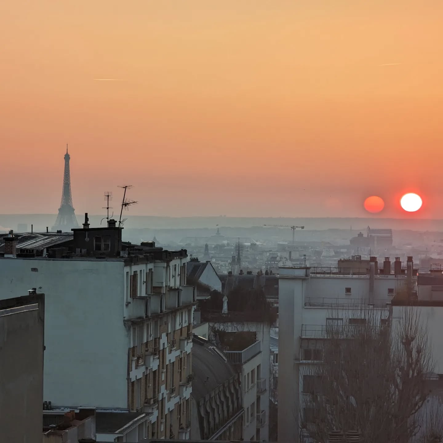 Office with a sunset view