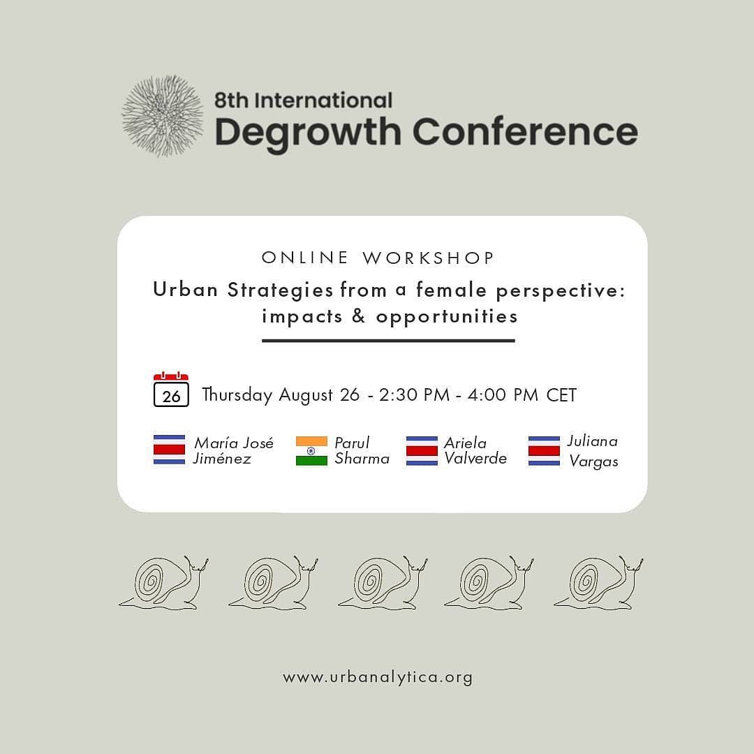 Our Founder Parul Sharma is speaking virtually at the 8th International Degrowth Conference at The Hague on 26th August!
She will be co-hosting a session titled Urban Strategies from a Female Perspective: Impacts and Opportunities. She is joined by the amazing @urbanalyticacr team, Ariela Valverde and Maria José Jimenez, as well as UK-based Gensler designer Juliana Vargas.
They will be referencing past projects and experiences through the lens of the topic. They will also be joined by @olaelectric’s Apoorv Kulkarni speaking about the work of Ola Mobility Institute on urban accessibility and inclusion via tech.
To join the @degrowth.info session please use this link: https://meet.degrowth.nl/and-soh-2xp-r8v
We hope to see you!