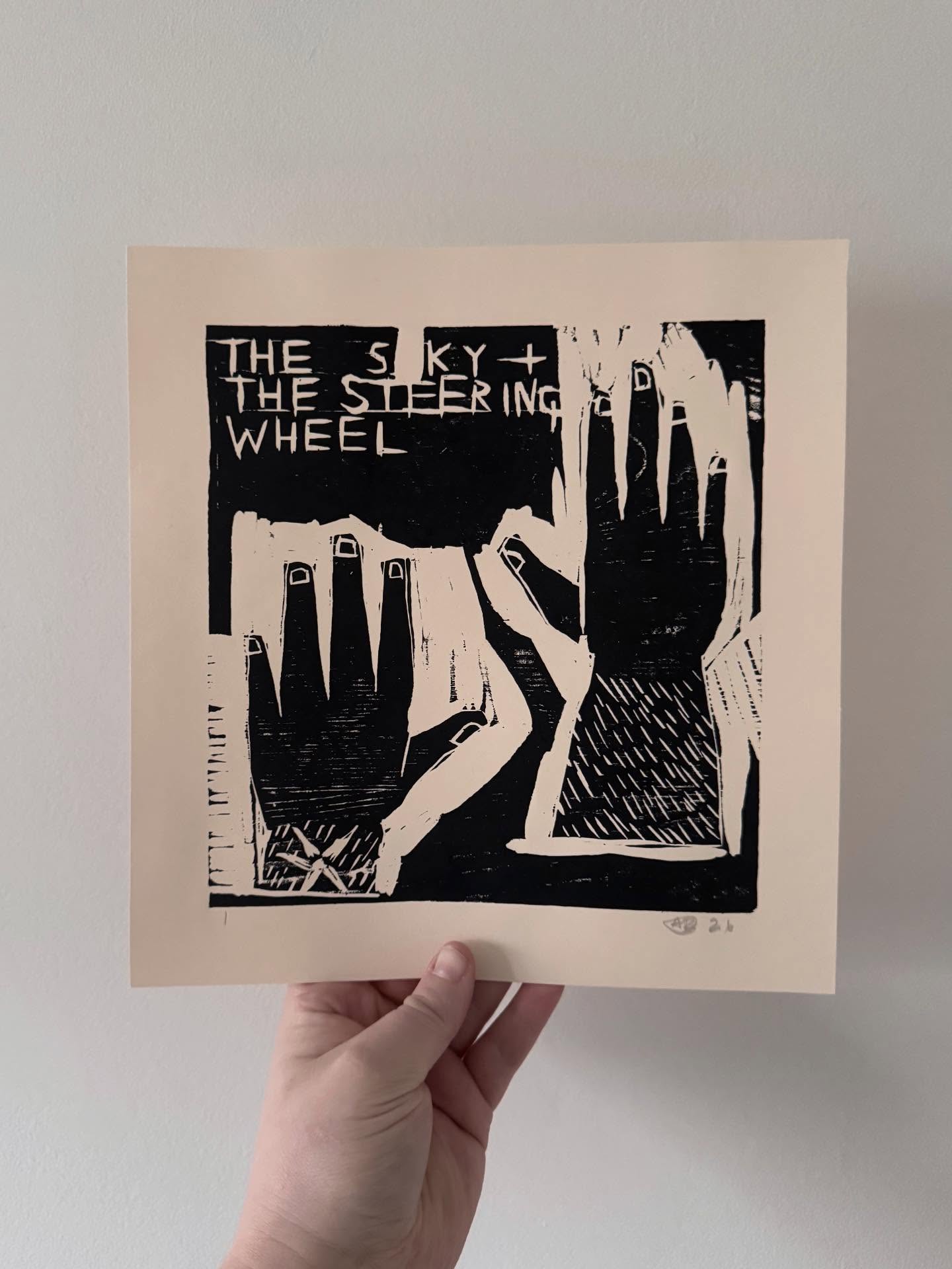 🌟 My first finished work of 2026 🌟
‘THE SKY + THE STEERING WHEEL’, woodcut on paper, 20x19cm (print size)
#woodcut #reliefprint #contemporaryartwork #printmaking #thesky