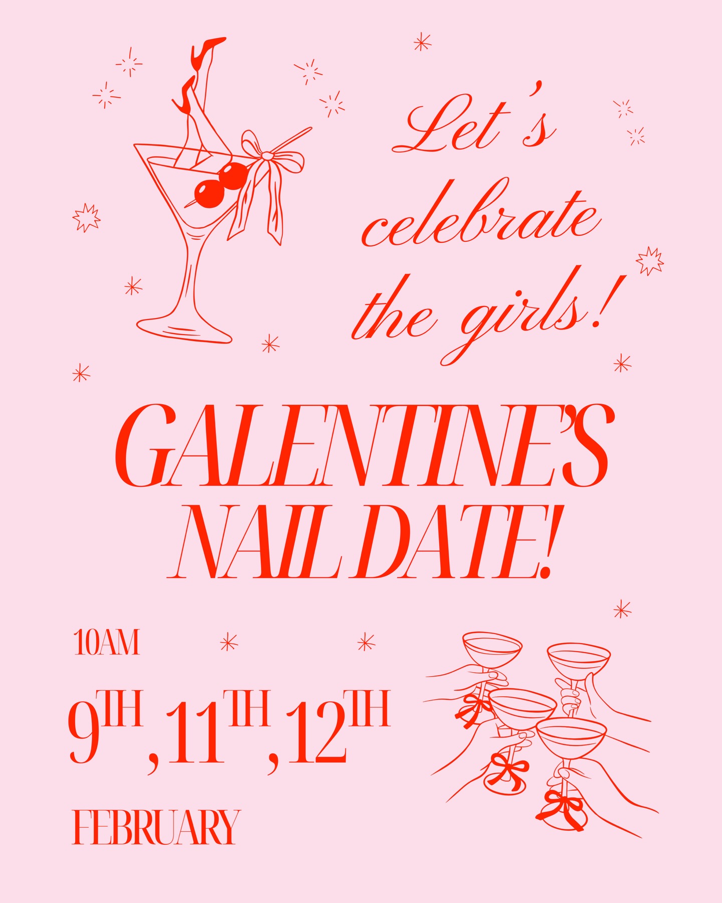 Let’s celebrate the girls 💖🥂
@madison.beauty.studio is teaming up with @bewitched_beauty_poole for the ultimate Galentine’s Nail Date ✨
Enjoy your double nail appointment, fizz & home baked sweet treats🧁 oh and… did someone say discounted valentines art 👀👀
Spots are limited to 3 days across the week and will be from 10am!
📅 9th, 11th & 12th February
⏰ From 10AM
💅 Limited spaces available
Tag your gal & get booked in 💌
🏠Madison Beauty Studio
📍488 Ashley Road, Poole
📲Bookings via DMs/Link in bio
https://www.fresha.com/book-now/madison-beauty-studio-ua729ujr/all-offer?share=true&pld=2701690
#poolenailsalon #nailspoole #nails #poolesalon
