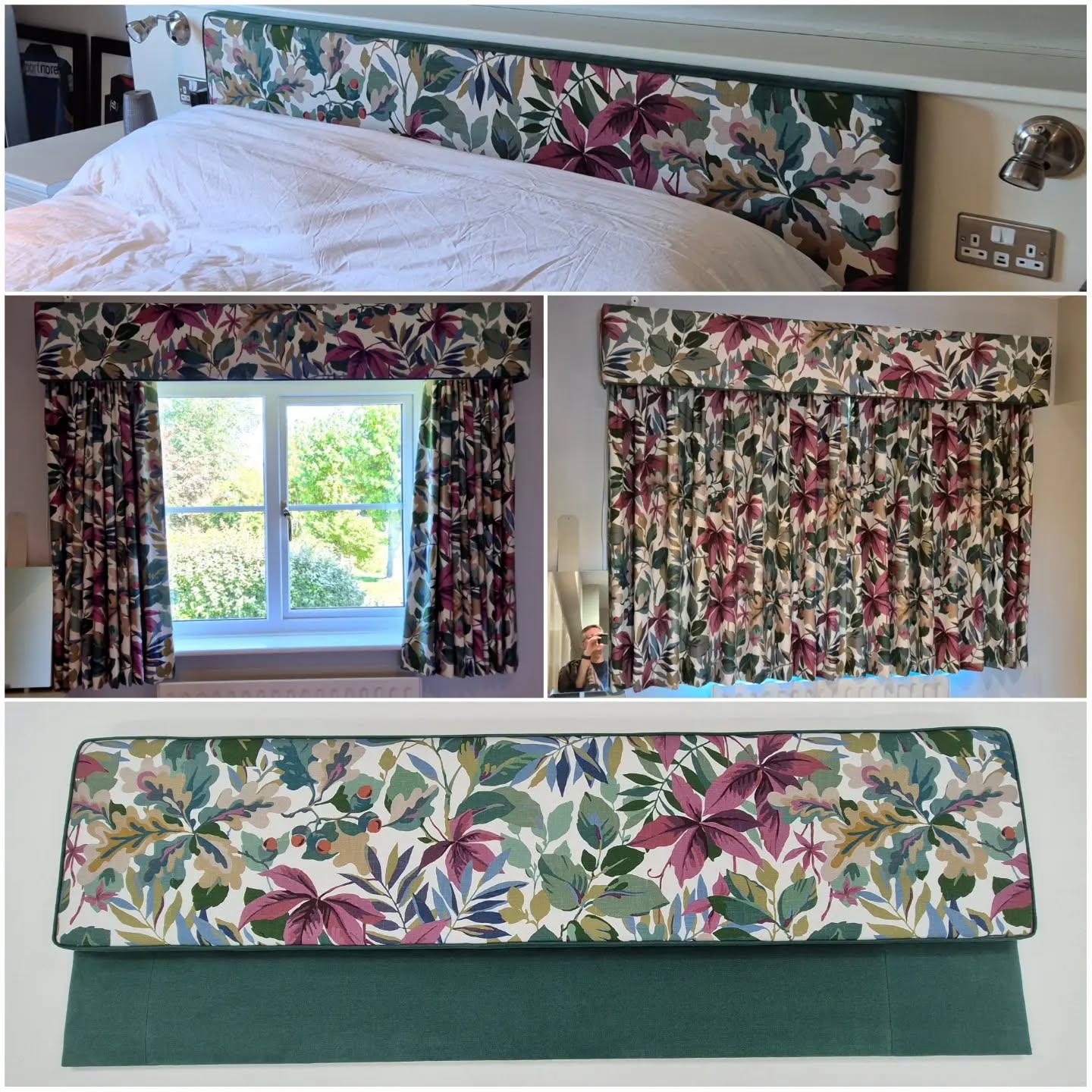 We recently had the pleasure of making and hanging these bespoke curtains, pelmet, and headboard made from Sanderson's Robin's Wood with Romo's Linara as a coordinating fabric. And, yes, we didn't spot the mirror when taking the photographs....
#walkerandwalker #handmadecurtains #reupholstery #softfurnishingsmaker #softfurnishings #handmadesoftfurnishings #handmade #curtainmaker #reupholsterer #handmaderomanblinds #madetomeasure #romanblindmaker #romanblinds #handmadecushions #cushions #headboards #sandersonfabric #romofabrics