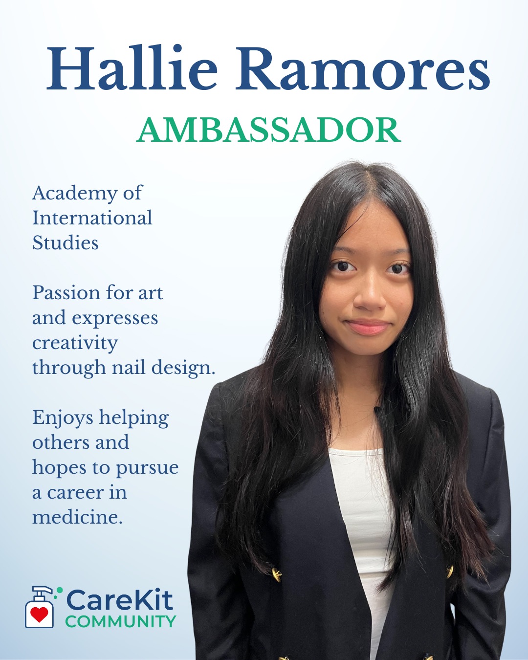 Introducing Hallie Ramores as our Ambassador! #nonprofitlife #students #hygiene #volunteer #volunteering #nonprofitsofinstagram #highschoolopportunities #leadershipdevelopment