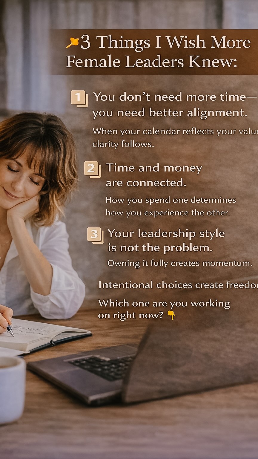 3 Things I Wish More Female Leaders Knew:
1️⃣ You don’t need more time — you need better alignment.
When your calendar reflects your values, clarity and confidence follow.
2️⃣ Time and money are connected.
How you spend one almost always determines how you experience the other.
Maximum utility comes from investing both where impact outweighs effort.
3️⃣ Your leadership style is not the problem.
Owning it fully creates momentum — for you, your business, and everyone you lead.
Intentional choices don’t limit you — they create freedom.
And freedom is what allows women to lead well and live well.
Which one are you working on right now? 👇
#WomenInLeadership
#FemaleExecutives
#WomenInBusiness
#LeadershipMindset
#womenwholead
Save this if you’re building a career — and a life — you actually want.