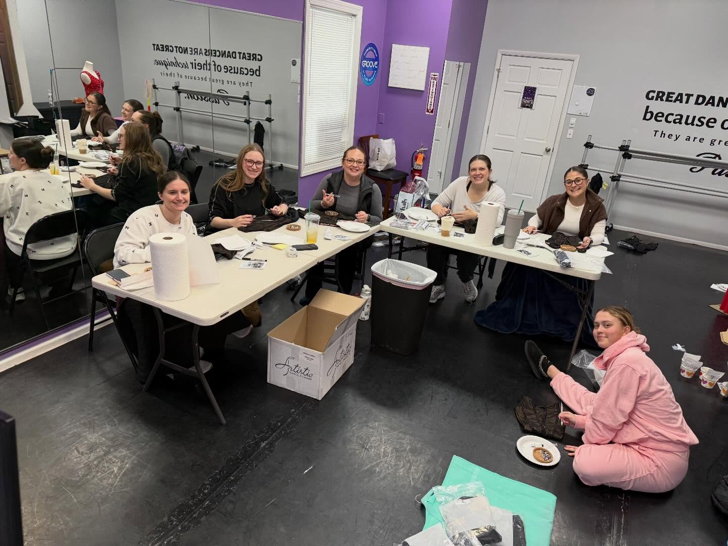 While the dancers are working hard with Amy, our incredible team of teachers are working hard to get our production costumes ready for the stage. It takes a village and our EPIC STAFF is unlike anything else! So much love 💜