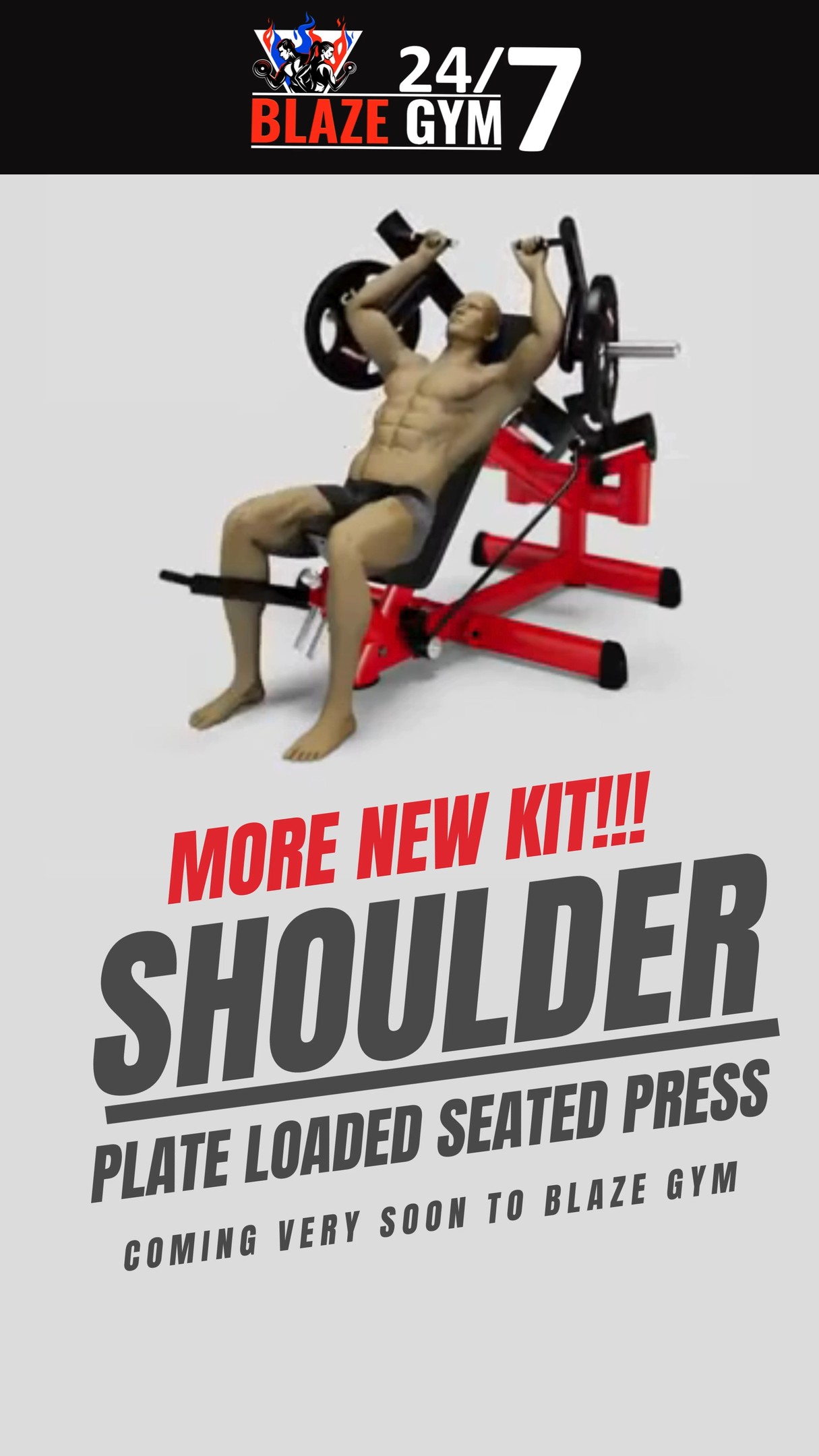 NEW SHOULDER PRESS COMING SOON TO BLAZE !! 🔥
Gym80 Plate Loaded Shoulder Press, one of the best shoulder machines on the market coming soon. Another step in our continued investment into better equipment for our members 💪
✅ Perfectly matched resistance curve for consistent muscle loading
✅ Independent arms for balanced strength development
✅ 7-way height adjustable seat for optimal positioning
✅ Multiple grip options to target shoulders effectively
✅ Integrated plate storage for convenience
COMING SOON!!!!
#highamspark #chingford #buckhursthill #gym80