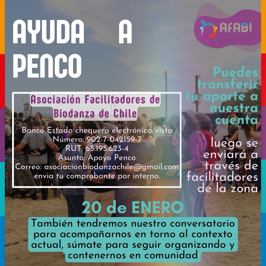 DEJA TU APORTE!
Al igual que en otras instancias, como asociación nos disponemos para ayudar y movilizarnos en torno a la acción social que hoy nuestro territorio necesita.
Disponemos nuestra cuenta para canalizar los aportes de manera cuidada y transparente, además de invitarles a la continuación de nuestros conversatorios para contenernos y ver formas de acción para activar nuestro sistema frente al contexto actual.
Creemos que el acompañarnos a la base para cuidar la vida, les esperamos con la forma en que puedas aportar y estamos disponibles para acompañarnos 💚
