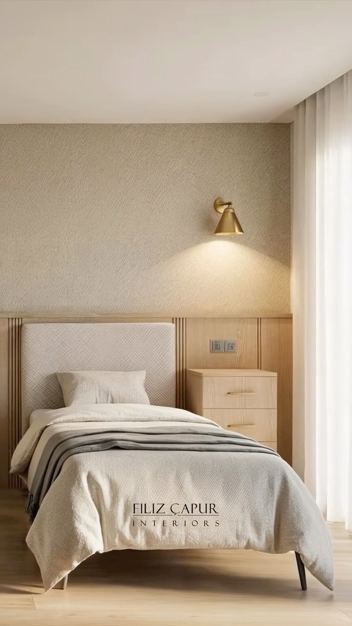 Kid’s Bedroom by Filiz Capur.
A calm bedroom designed with intention. Soft wallpaper adds texture and depth, while calm, neutral colours create a restful atmosphere. Layered materials and gentle lighting bring warmth and balance, shaping a space that feels quiet, considered and timeless.
#interiordesign #propertydevelopment #luxuryliving #bedroominspiration #homerenovation