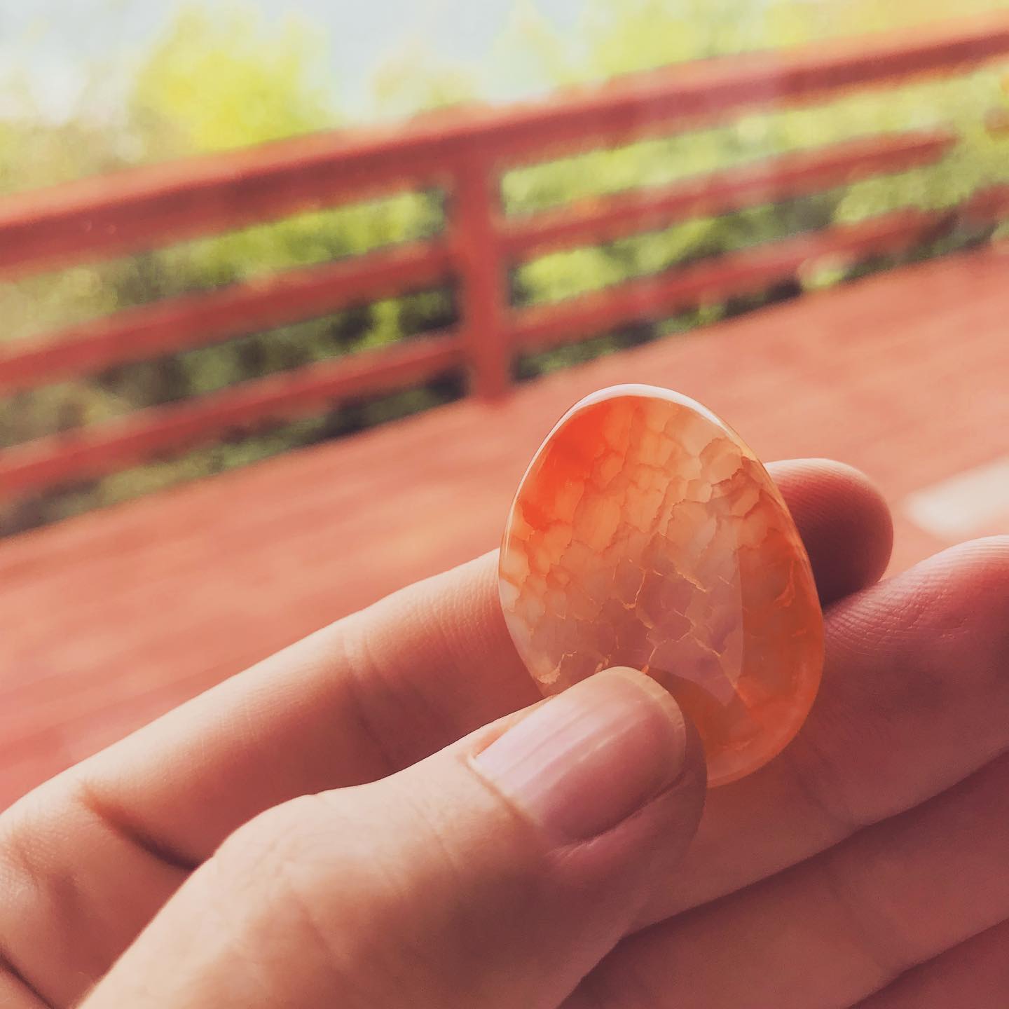 🔥F I R E A G A T E🔥
-
This thumb stone fits perfectly between my thumb and index finger. -
I rub it while reading, meditating, or journaling. I place it on the corner of my yoga mat or over my heart while in savasana.
-
Fire agate is a protective and grounding stone with a calming energy. It is said to build a protective shield around the body, deflecting ill-wishing and harm and reflecting it back to its source. -
✨stimulates energy and life-force
✨instills bravery and courage
✨encourages feelings of safety and security
-
The basic need of the root chakra is safety and the basic right is to be. This crystal is just for that.👌🏼
-
This crystal was given to me right before my husband and I were separated for a year by the coast guard. I took it with me wherever I went. -
Do you use crystals? If so, don’t forget to bathe them in the new moon light this evening.🌙
-
#grounding #rootchakra #muladharachakra #fireagate #crystals #protectivecrystals #crystalsforsafety #bravery #courage #lifeforce #prana #tobe #safety #lam #autumnseason #fallseason #rootchakracrystals #yogaeveryday #crystalsforsupport #crystalenergy #crystalswork #crystalsaremorethanrocks #newmoon #newmoonbath #crystalbath
