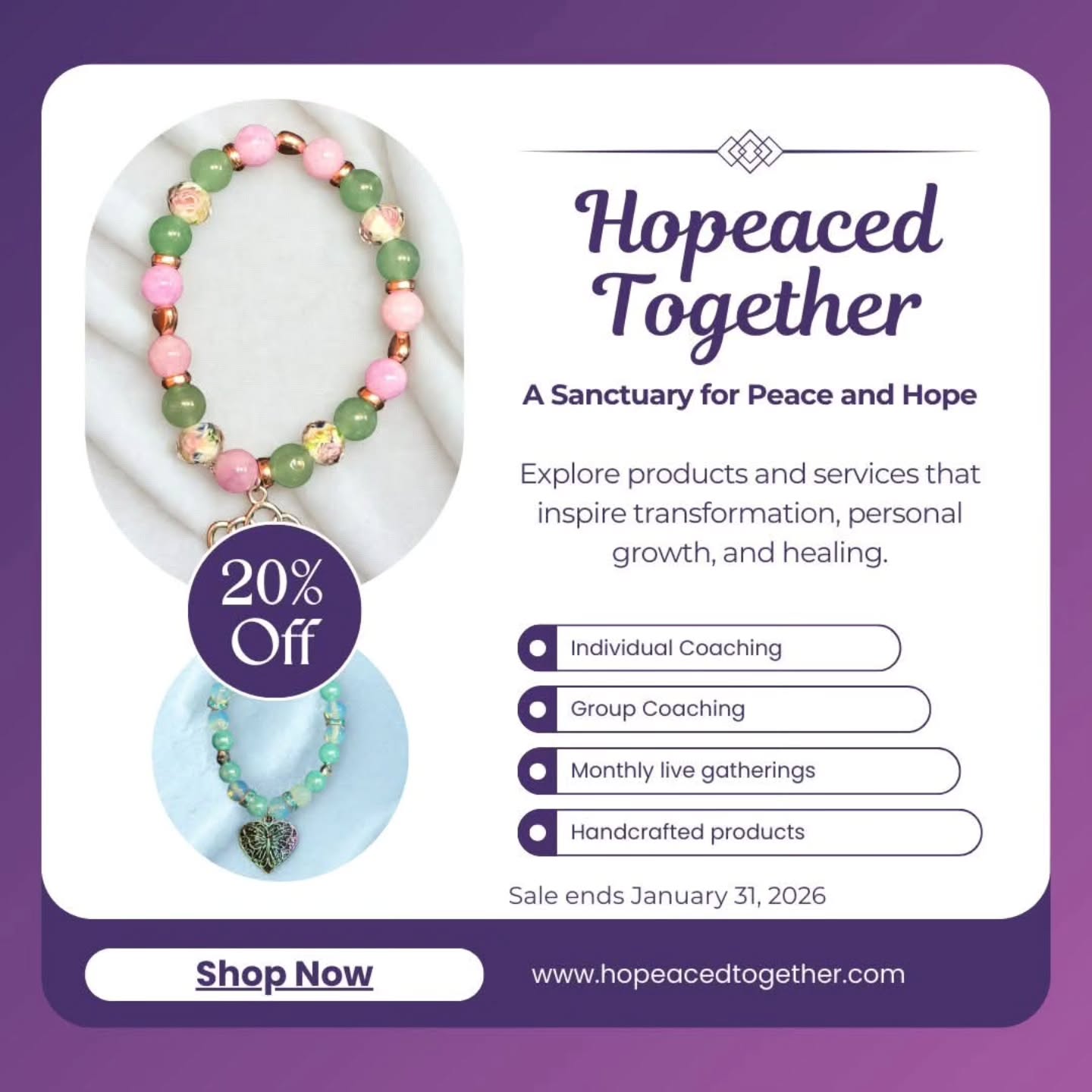 I'm thrilled to share my brand new website with you! Discover incredible products and services designed to enrich your life. Celebrate with us and enjoy a 20% launch day discount!